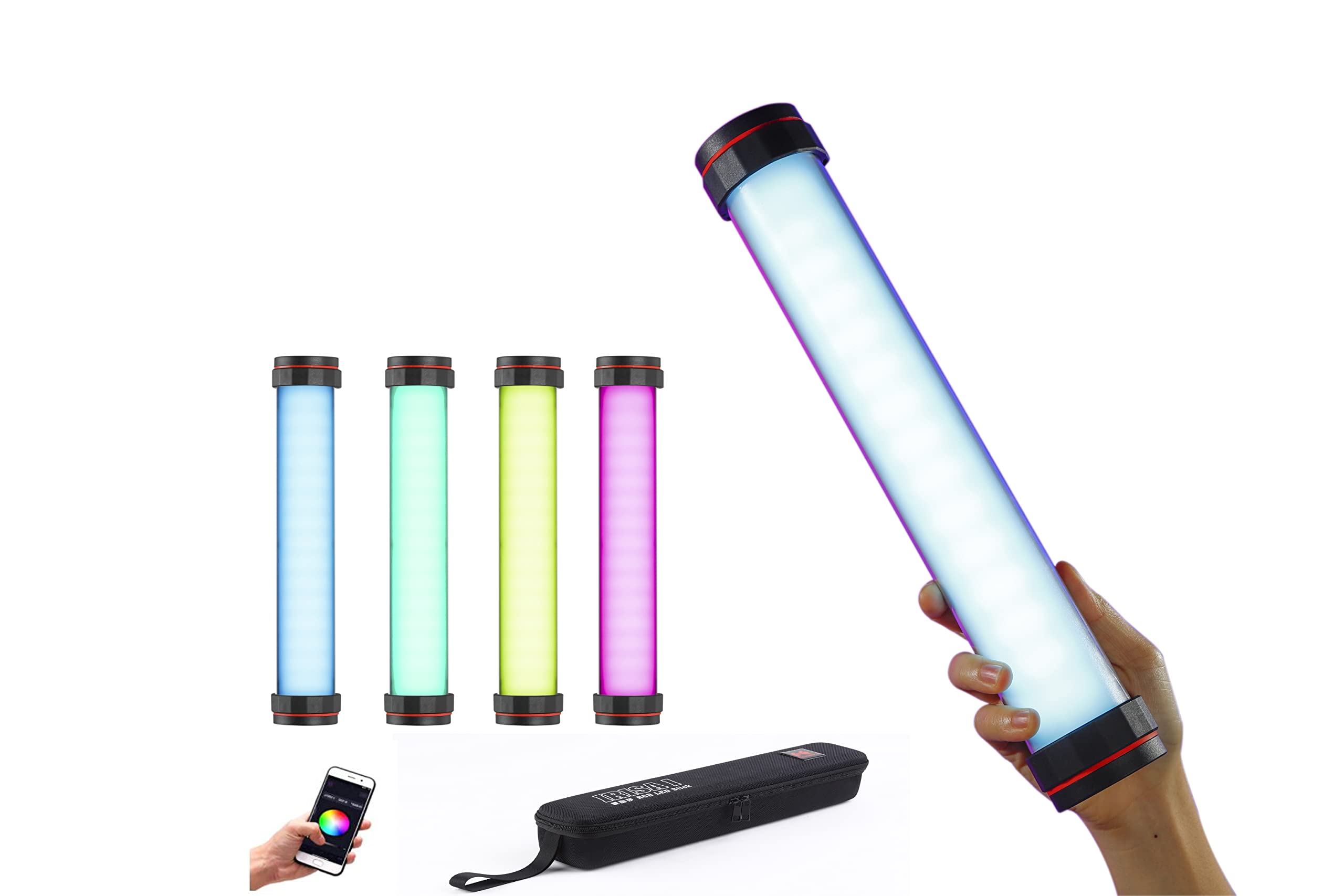 Falcon Eyes Irisa 1 RGB Light Wand - 13W Handheld Photography Light with Built-in Battery, App Control & 20 Lighting Effects - Magnetic Mounting - Perfect for YouTube Videos, TikTok Content Creation, and Studio Photography