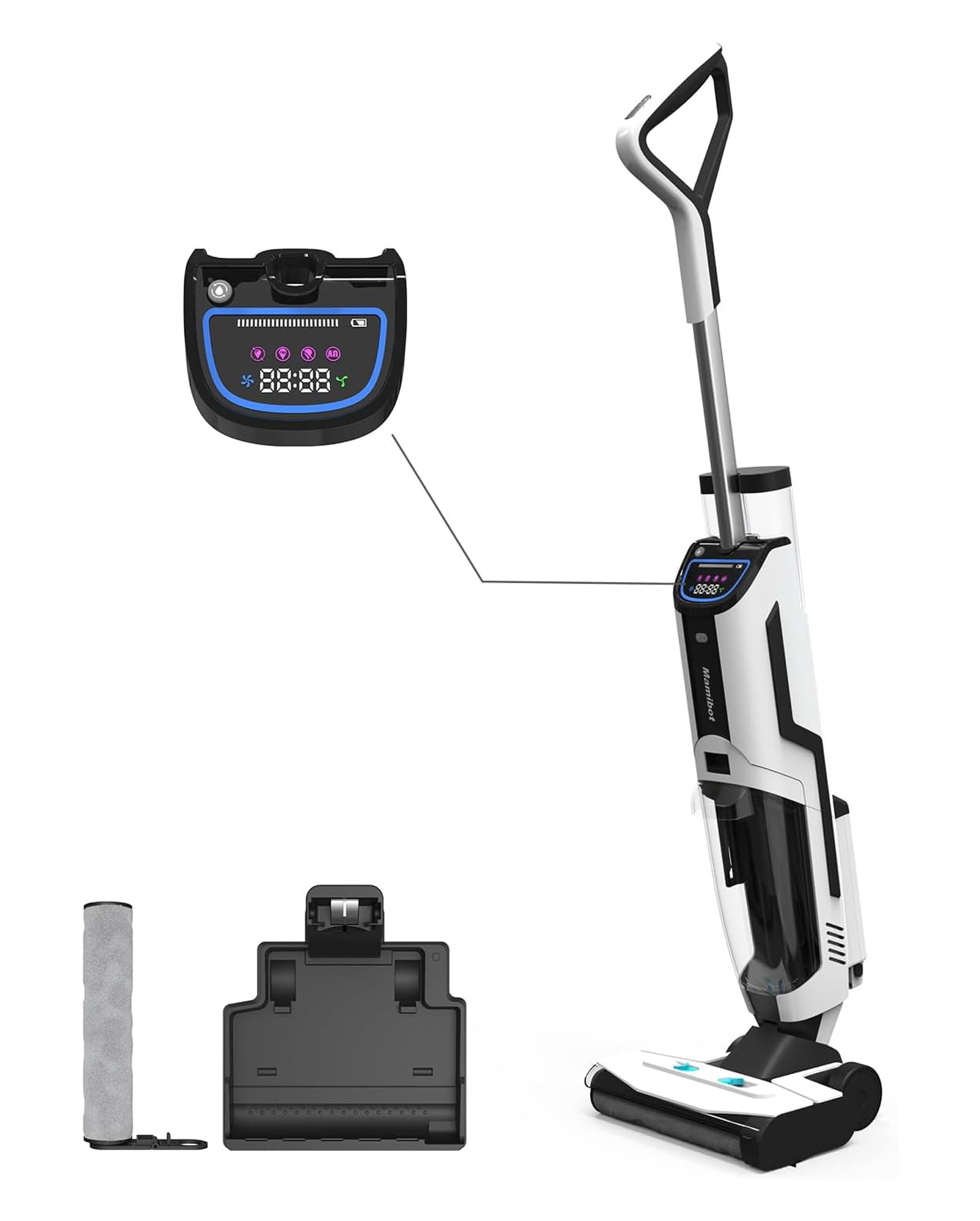 Mamibot Cordless Wet Dry Vacuum Cleaner & Mop Combo - Smart Self-Cleaning Robot with LED Display for Hardwood Floors & Multi-Surfaces | Ideal for Pet Hair, Sticky Messes & Daily Home Cleaning