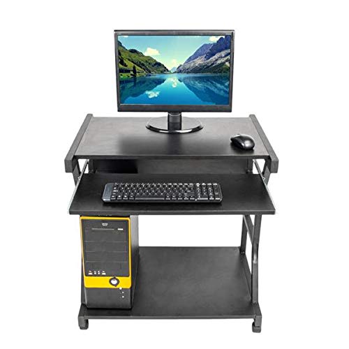 Ergonomic Home Office Computer Desk with 4-Wheel Casters, Drawers & Storage Shelf - Space-Saving Workstation for Small Spaces | Perfect for Remote Work, Online Classes & Gaming Setup