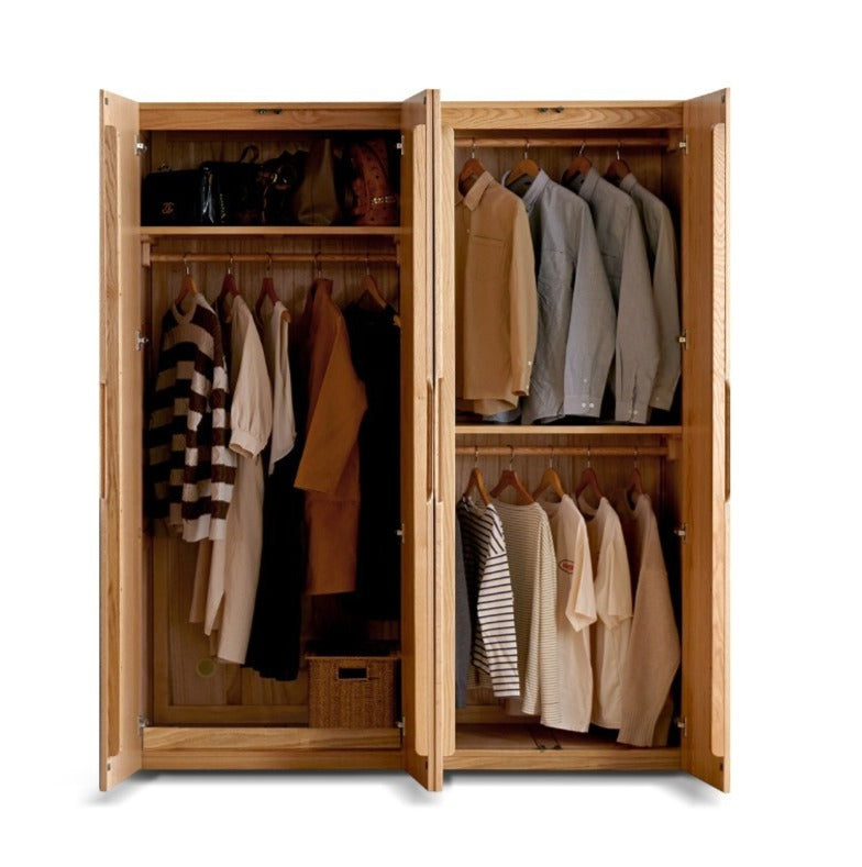 Solid Oak Wood Wardrobe - Premium Quality, Spacious Storage for Bedroom, Closet & Home Organization