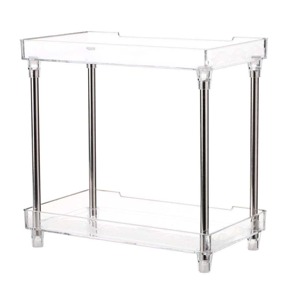 2-Tier Clear Bathroom Countertop Organizer - Transparent Cosmetic & Makeup Storage Tray for Vanity, Bedroom, Kitchen | Perfect for Organizing Skincare, Jewelry & Daily Essentials