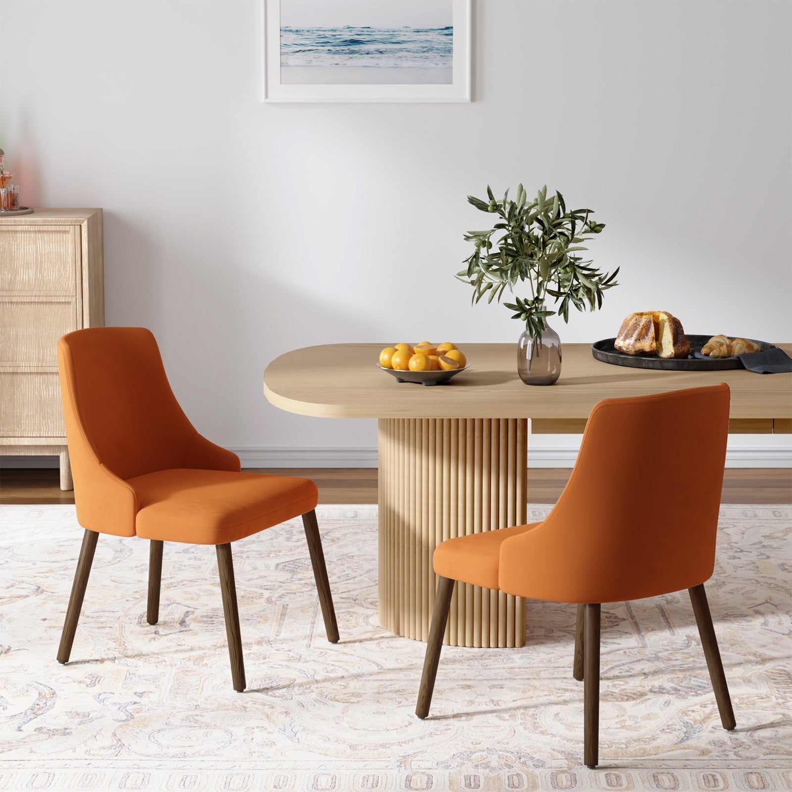 Andrea Modern Dining Chairs Set of 2 - Ergonomic Comfortable Kitchen Chairs for Home, Restaurant & Office - Versatile Design for Small Spaces & Contemporary Decor