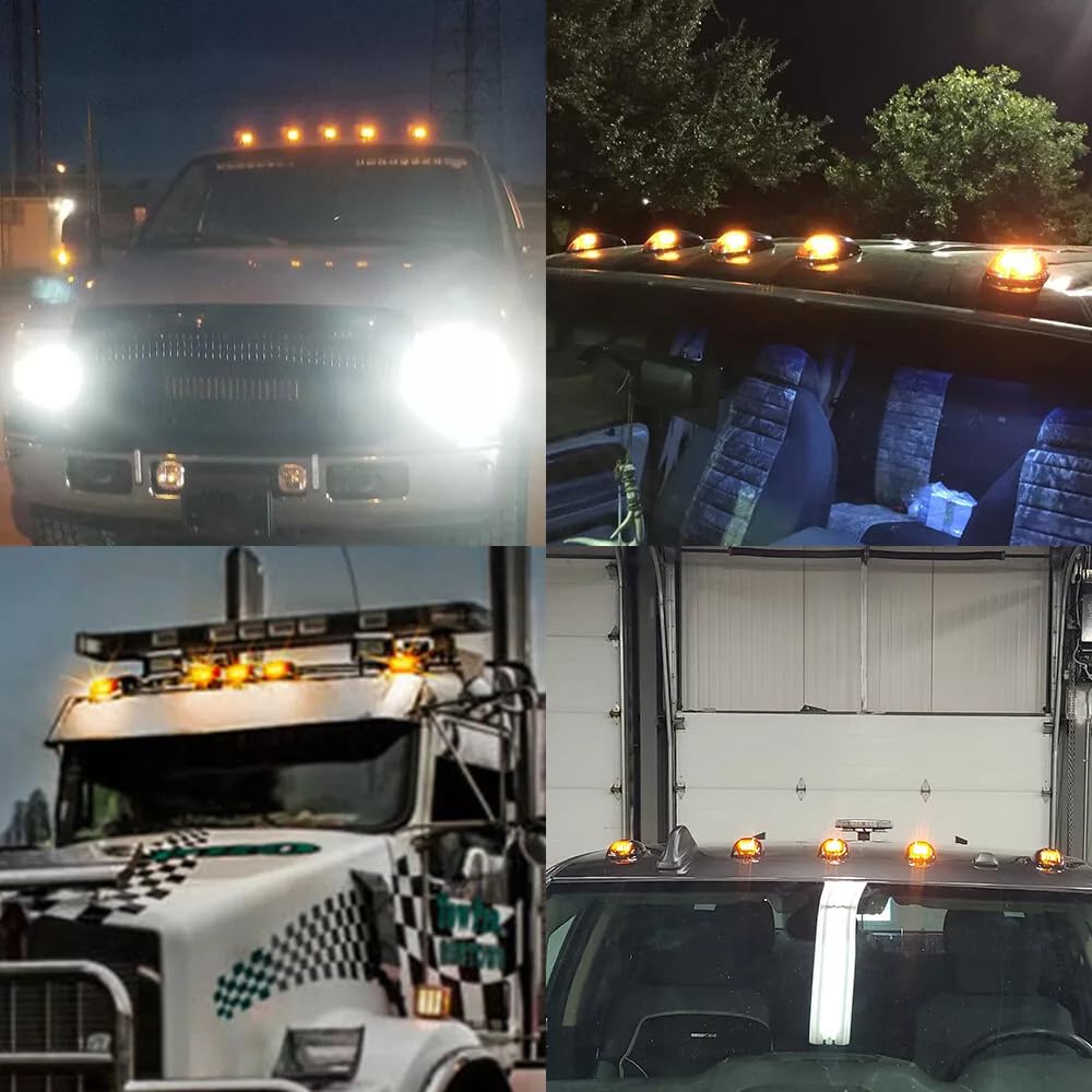2024 Upgraded No Drill Solar Cab Lights for Trucks - Wireless LED Roof Lights with Vibration Sensor, Waterproof & Bright Marker Lights - Perfect for Night Driving, Off-Road Adventures & Work Trucks