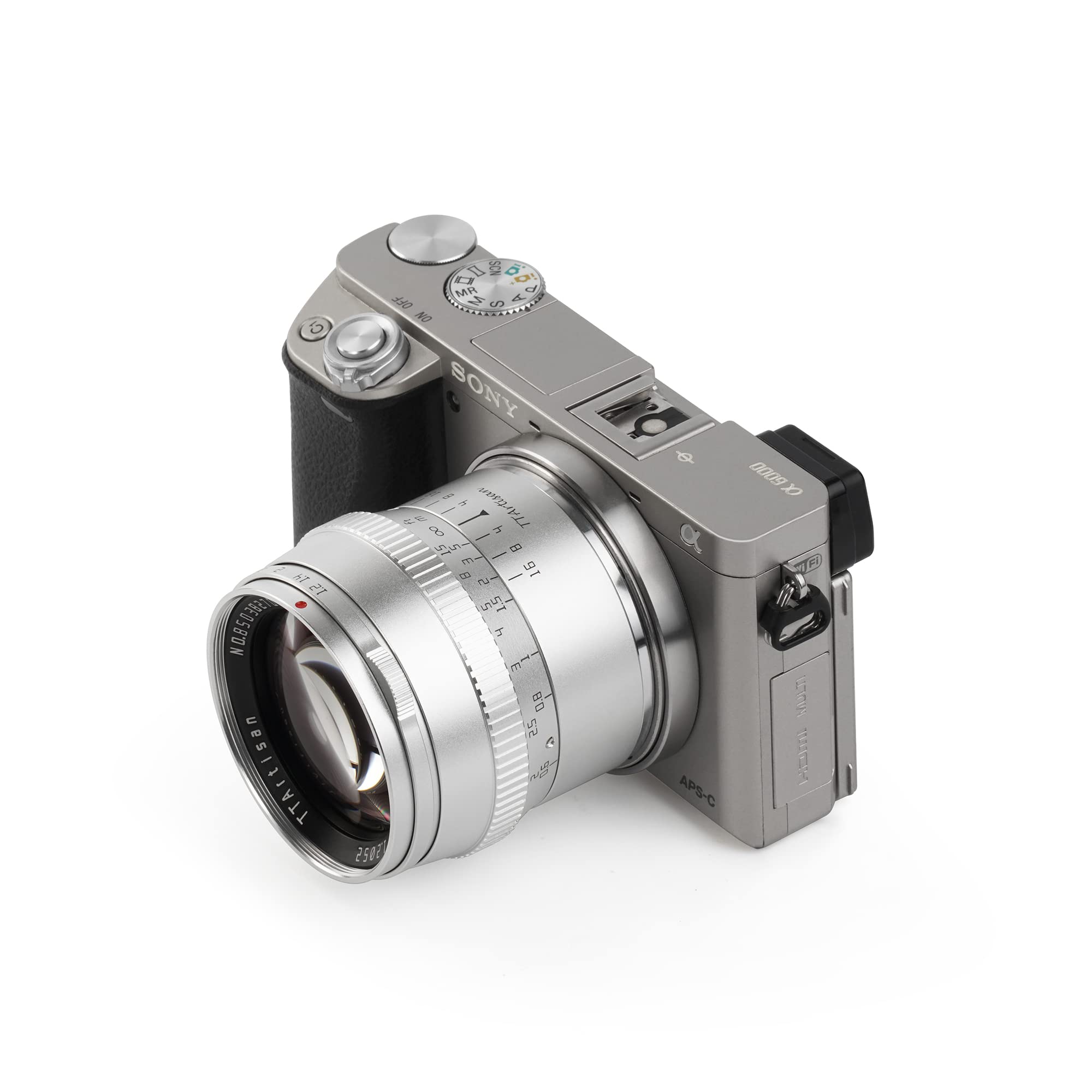 TTartisan 50mm f1.2 APS-C Manual Focus Lens for Sony E Mount (Silver) - Fast Prime Lens for Portrait & Low Light Photography - Compatible with Sony A7III, A7R, A7S, A6000, ZV-E10, NEX Cameras - Canadian Warranty Included