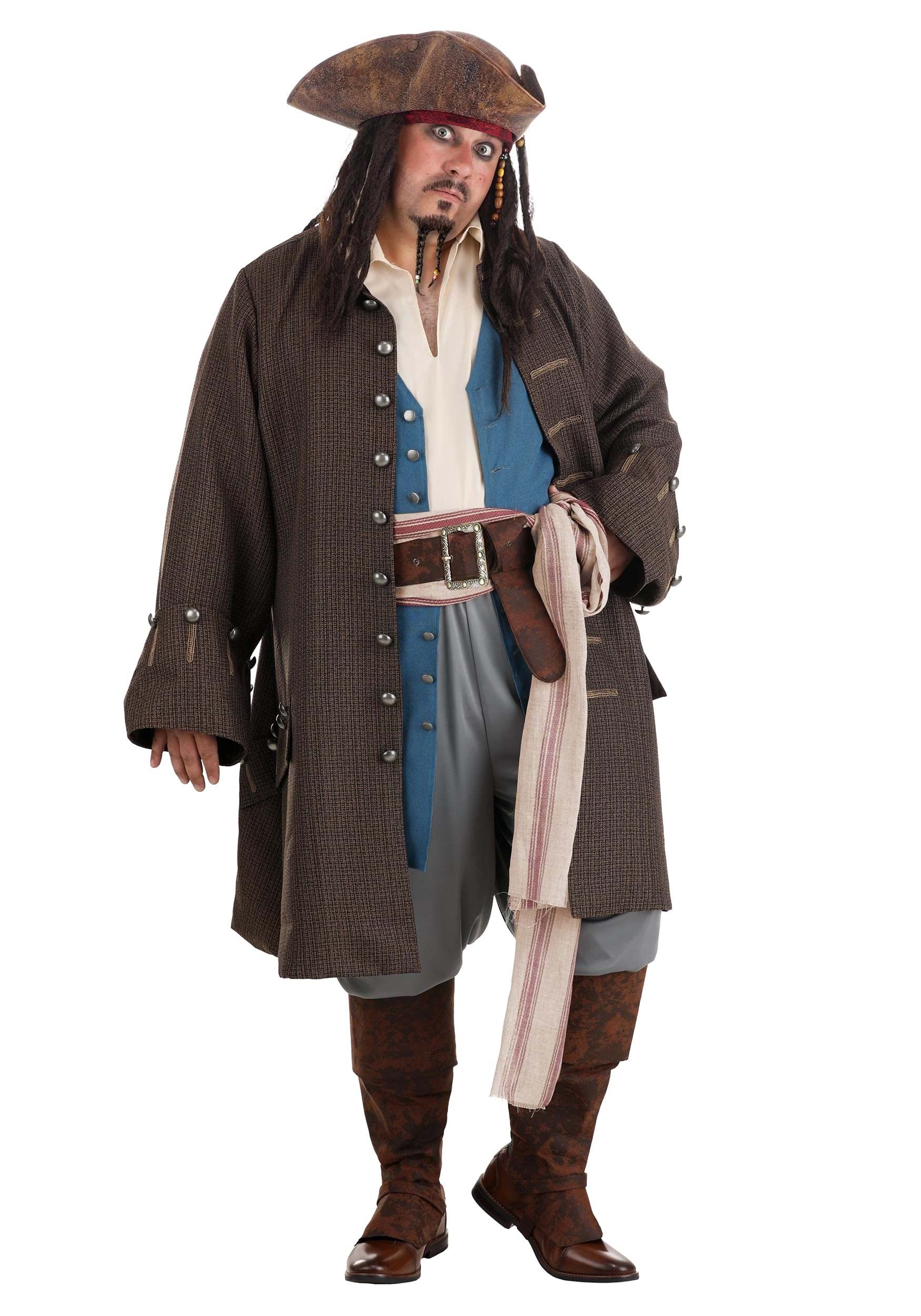 **Men's Deluxe Jack Sparrow Pirate Costume – Disney Pirates of The Caribbean Captain Jack Sparrow Adult Halloween & Cosplay Outfit – Perfect for Halloween Parties, Cosplay Events & Themed Dress-Up**