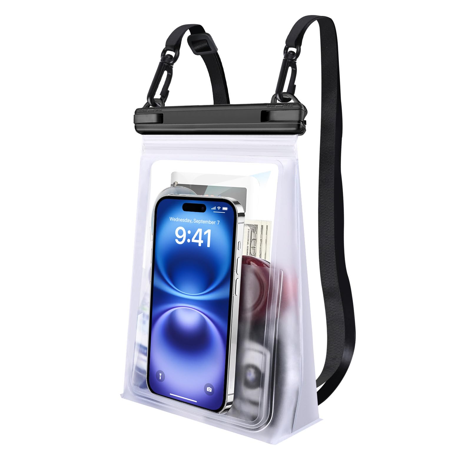 Waterproof Phone Pouch for iPhone 16/15/14/13/12 Pro Max & Galaxy S25/S24/S23/S22 - Large Floating Dry Bag with Sealing Strip - Perfect for Beach, Pool, Water Park & Swimming Activities