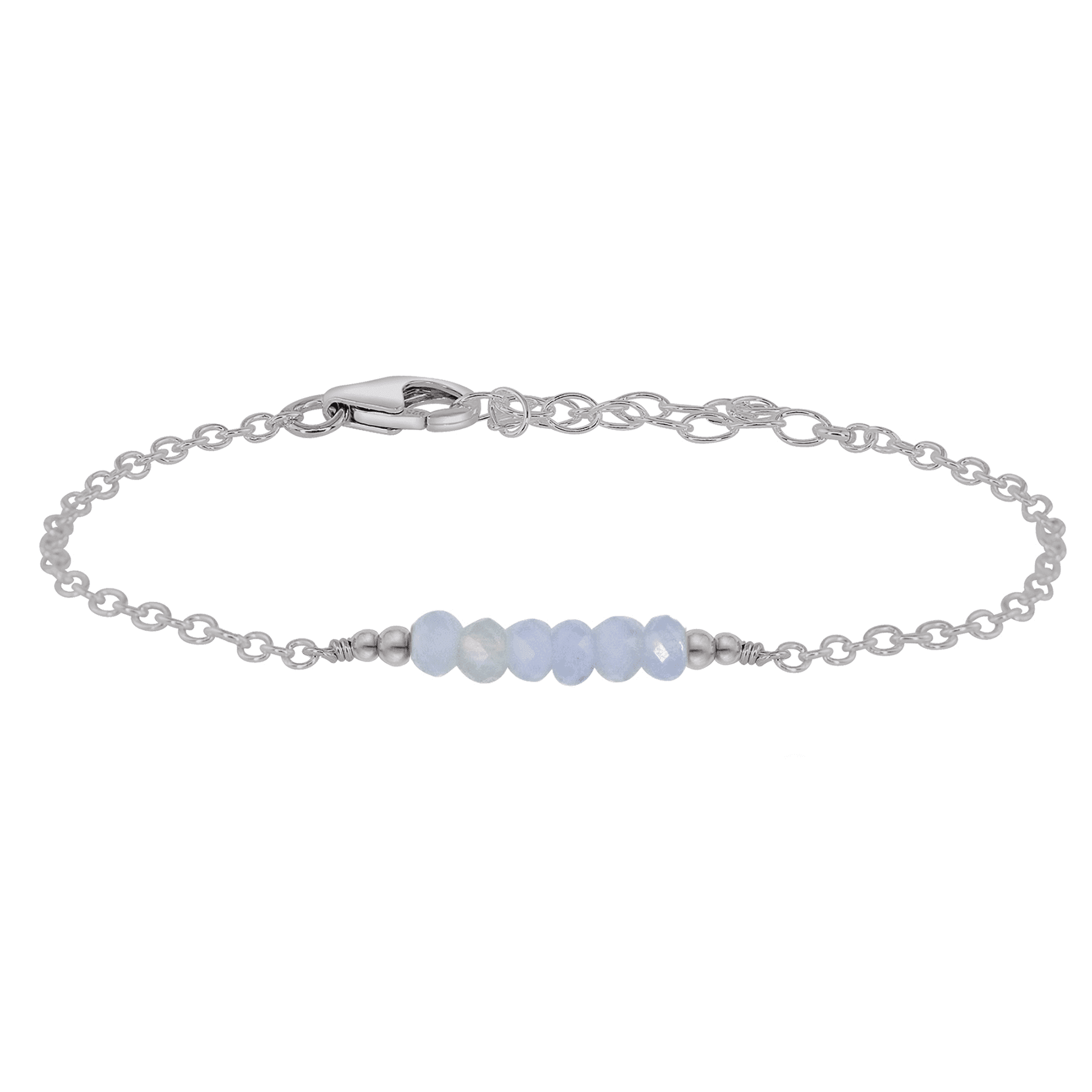 Sparkling Blue Lace Agate Gemstone Faceted Bead Bar Bracelet for Women - Handmade Adjustable Healing Crystal Jewelry for Meditation, Yoga & Spiritual Gifts