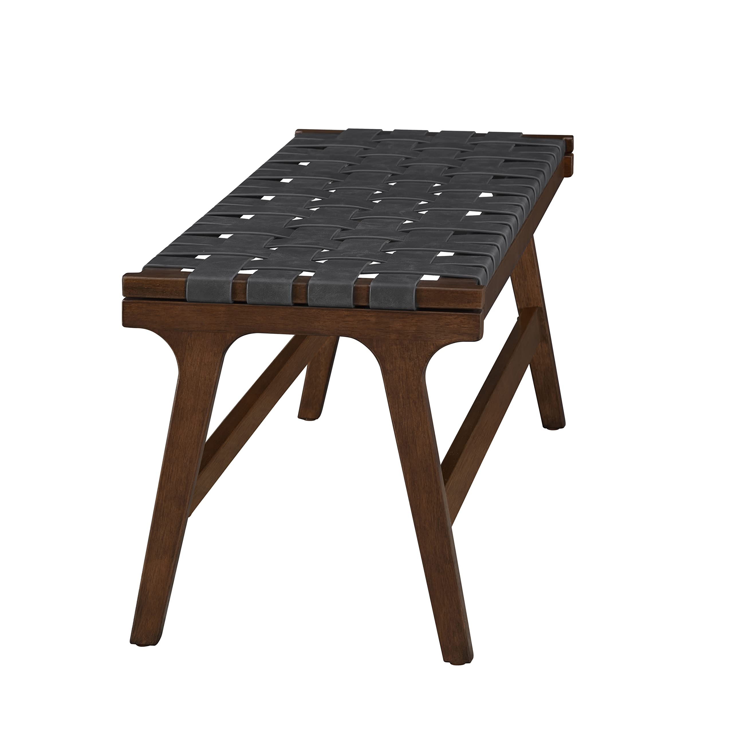 Faux Leather Woven Dining Bench - 48