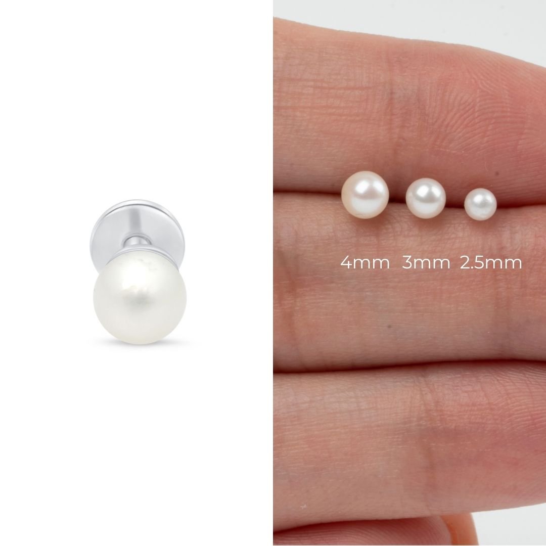 14K White Gold Pearl Flat Back Stud Earrings - Elegant & Hypoallergenic for Daily Wear, Parties & Special Occasions
