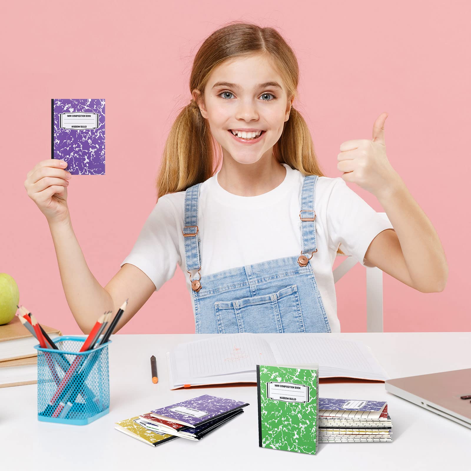 Eersida Mini Composition Notebook Set - 24 Pack Small Marble Design Cute Pocket Journals for Kids, Students & Office Use - 3.4 x 4.7 Inches - Perfect for School Notes, Gift Giving & Daily Planning
