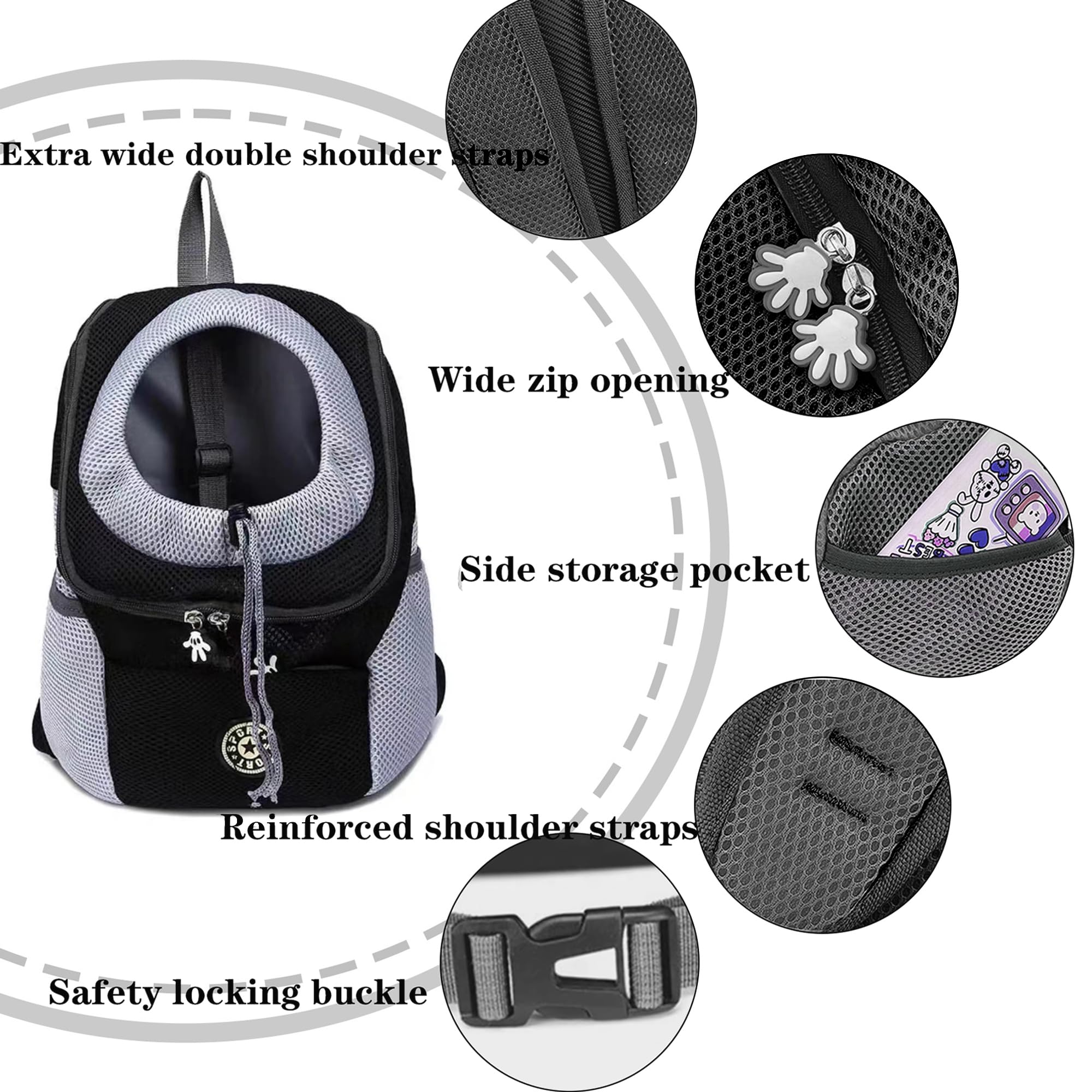 Pet Dog Carrier Backpack - Breathable Front & Back Dog Travel Bag for Small Medium Dogs, Cats & Puppies - Hiking, Camping & Outdoor Adventures (Small, Black)