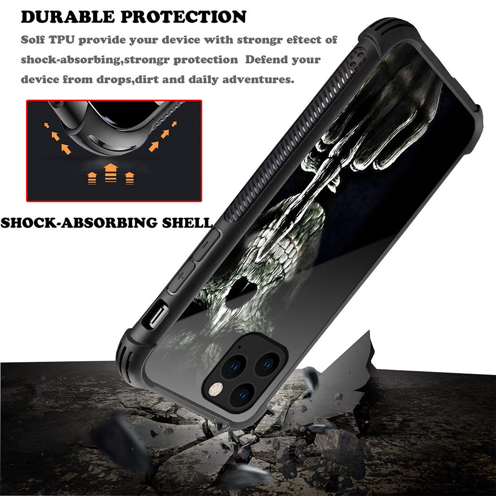 Shockproof Anti-Scratch Hard PC Case for iPhone 13 Mini with Skull & Middle Finger Design - Stylish Protective Cover for Everyday Use, Travel & Outdoor Activities