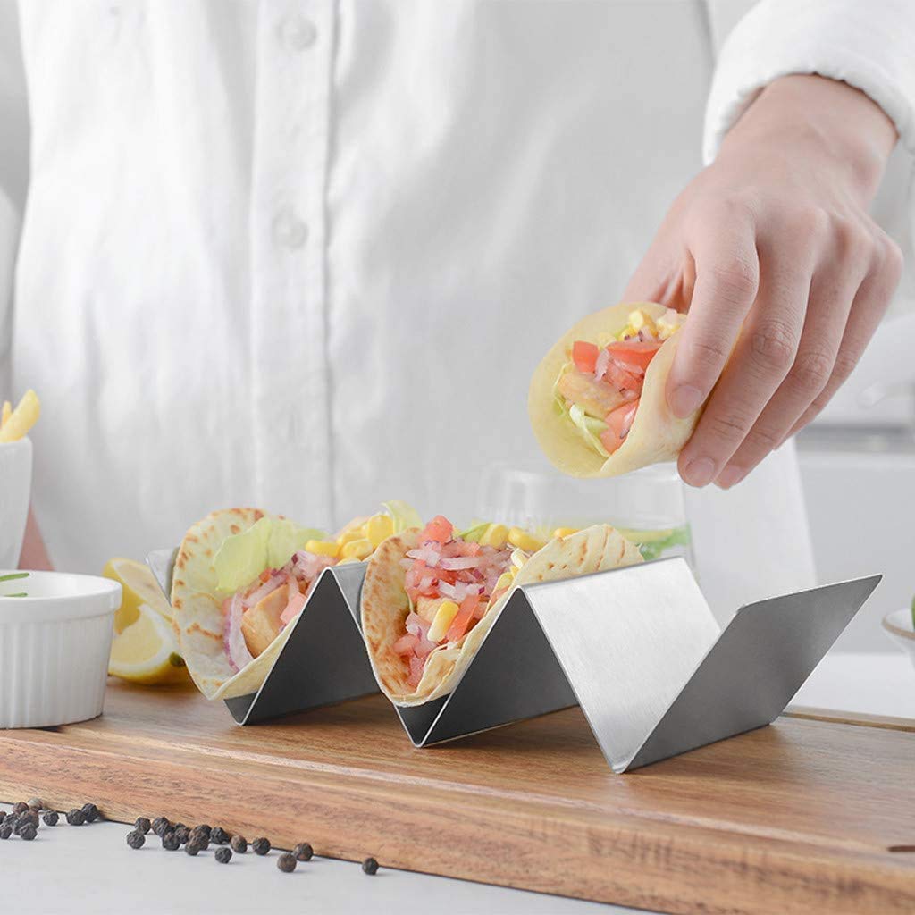 Premium Stainless Steel Taco Holder Set of 2 - Durable Taco Stand & Serving Rack for Parties, BBQs, and Family Taco Nights