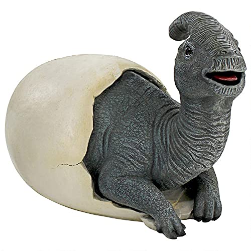 Design Toscano Prehistoric Parasaurolophus Dinosaur Egg Hatchling Garden Statue - Realistic Outdoor Dinosaur Decor for Lawn, Yard & Garden Landscaping
