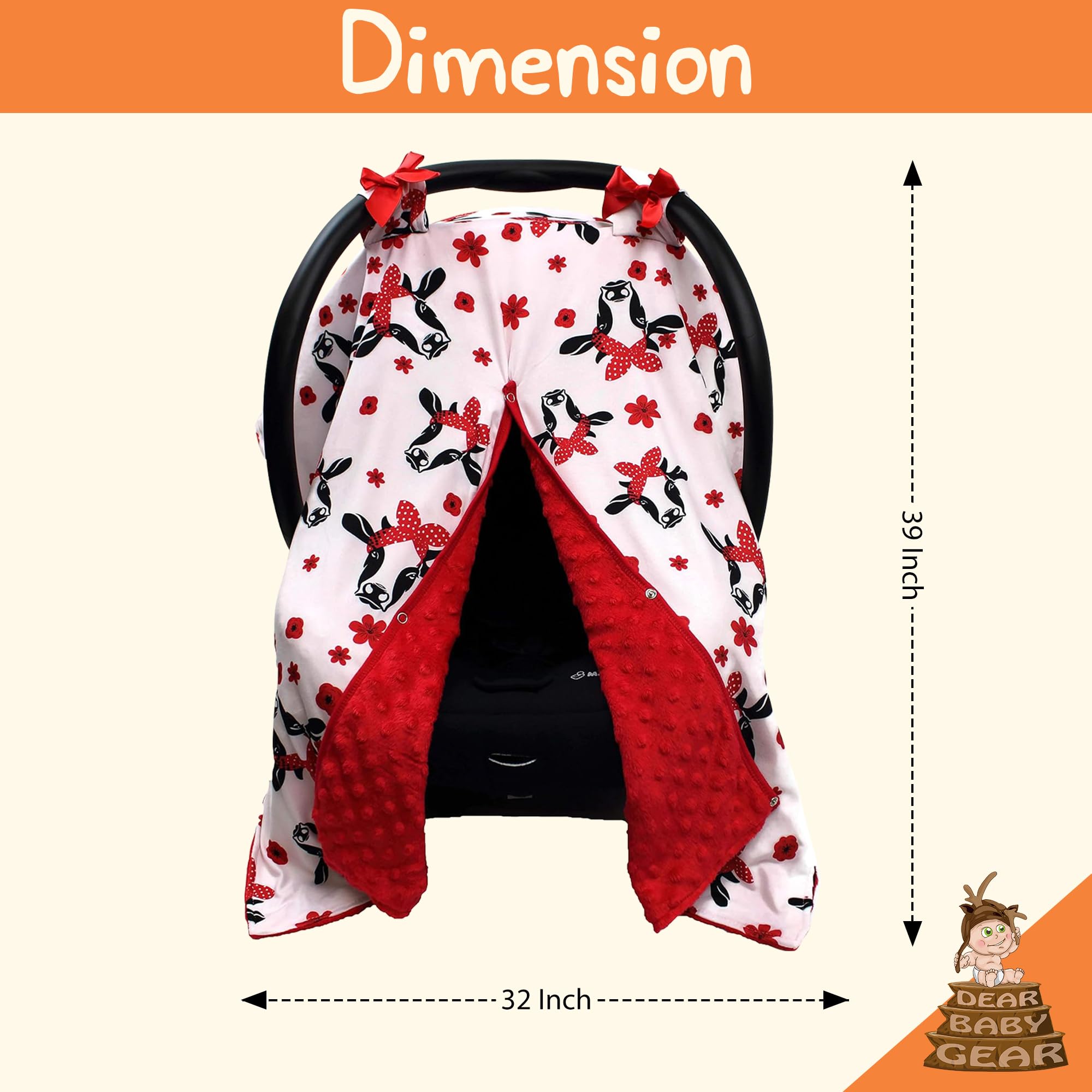 Dear Baby Gear Car Seat Canopy Cover with Snap Opening for Girls & Boys - Infant Car Seat Cover 39