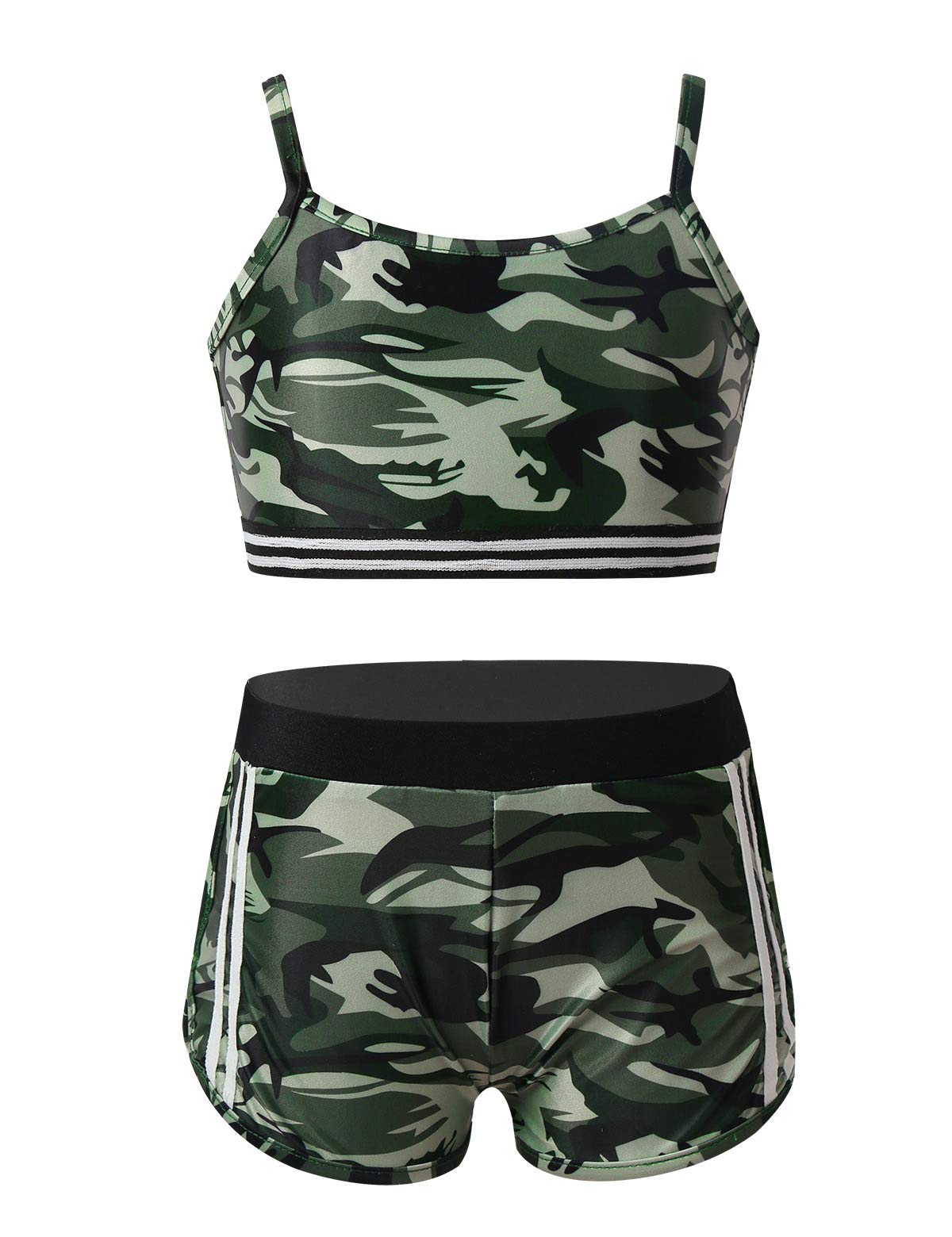 Girls' Sports Bra & Booty Shorts Set - Breathable Gymnastics, Ballet, Dance & Swimwear Outfit for Active Kids - Perfect for Yoga, Running & Beach Activities