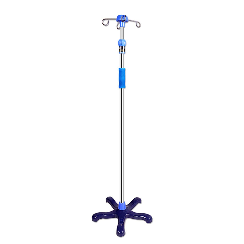 Adjustable Stainless Steel IV Pole Stand with 4 Hooks - Telescopic Drip Irrigation Stand for Home Care, Hospitals & Clinics - Portable Infusion Stand for Elderly Patients (Height Adjustable) | Perfect for IV Therapy, Hydration Treatment & Medical Infusions