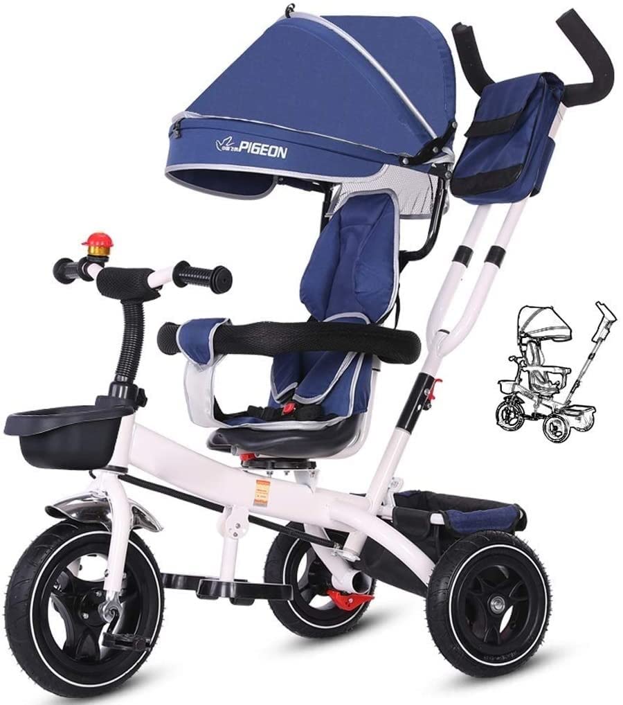 **NUBAO 3-in-1 Stroller Wagon Tricycle for Kids Ages 1-6 – Foldable, Reversible Pedals & Canopy – Perfect for Outdoor Play, Park Rides & Toddler Gifts (Red)**