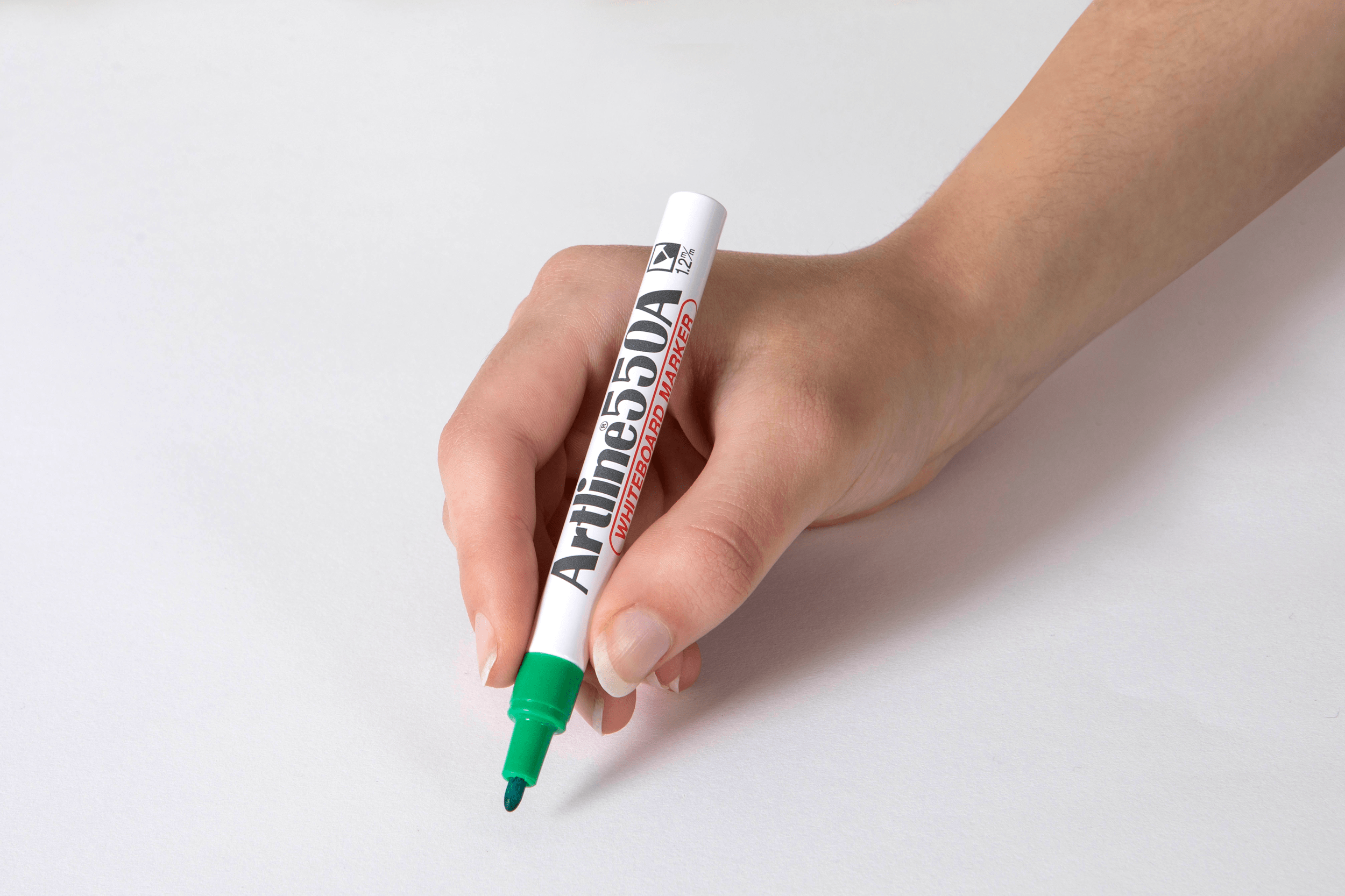 Artline 550A Whiteboard Markers - 12 Pack Green Bullet Tip 1.2mm Fine Point Dry Erase Markers for Office, Classroom & Home Use