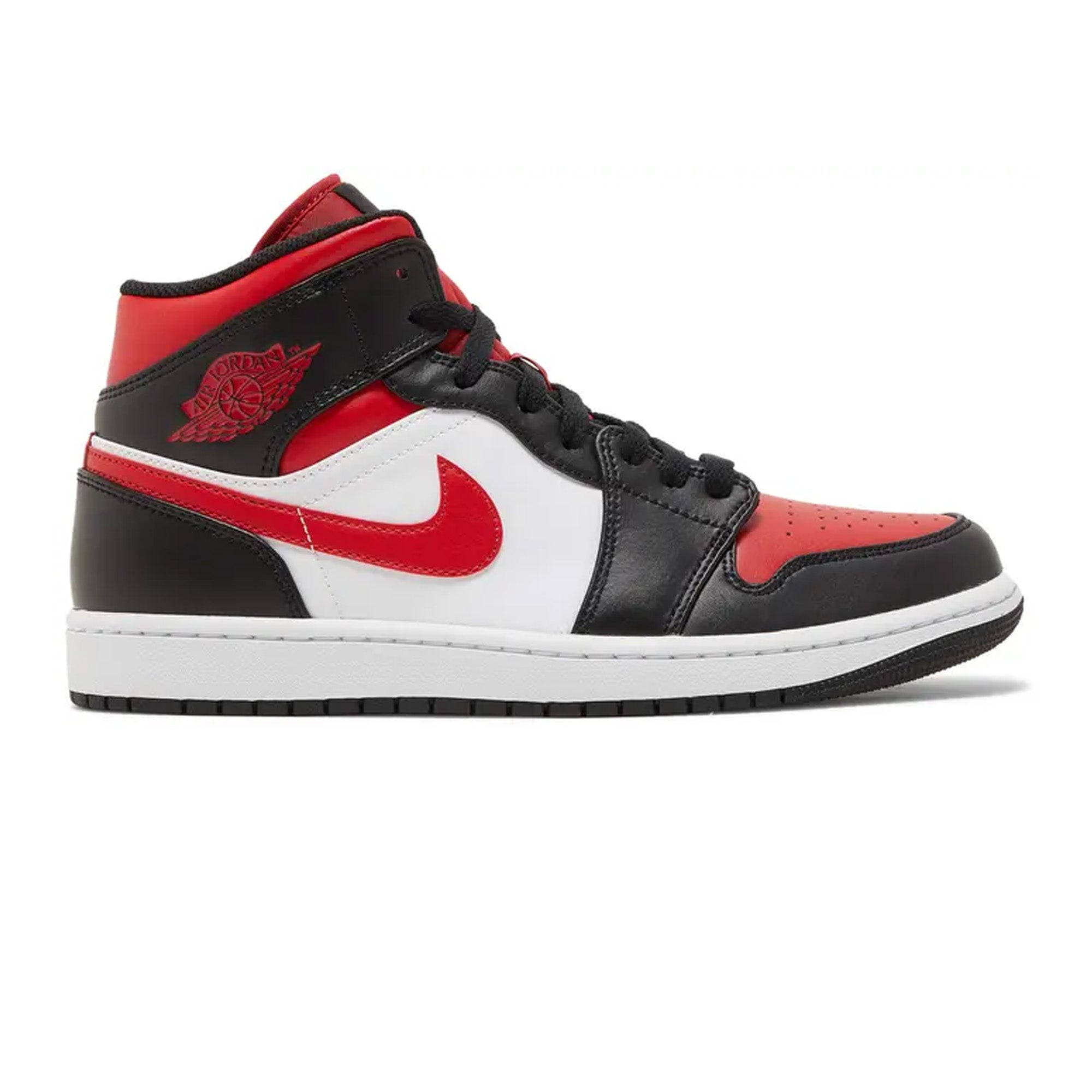 Air Jordan 1 Mid 'Bred Toe' Basketball Shoes - New Authentic Sneakers for Men | High-Performance Court Shoes for Basketball, Streetwear & Casual Style