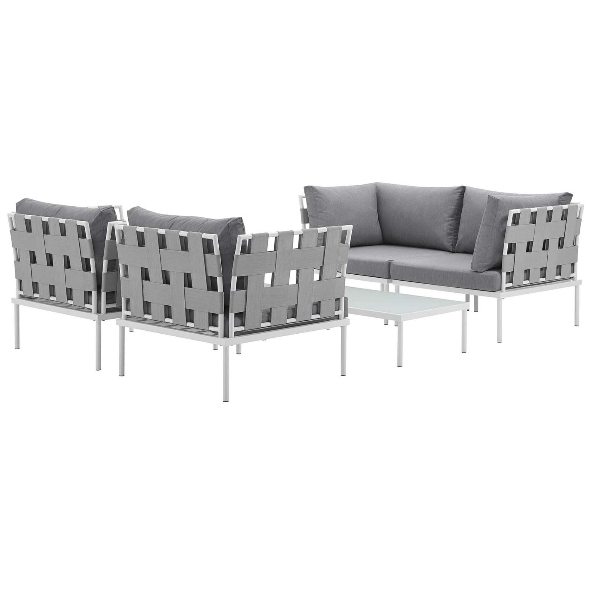 Ergode Harmony Outdoor Patio Sectional Sofa Set - All-Weather Waterproof Wicker Furniture with Modern Design & Machine Washable Cushions - Includes Tempered Glass Top Coffee Table - Perfect for Backyard, Poolside & Garden Relaxation