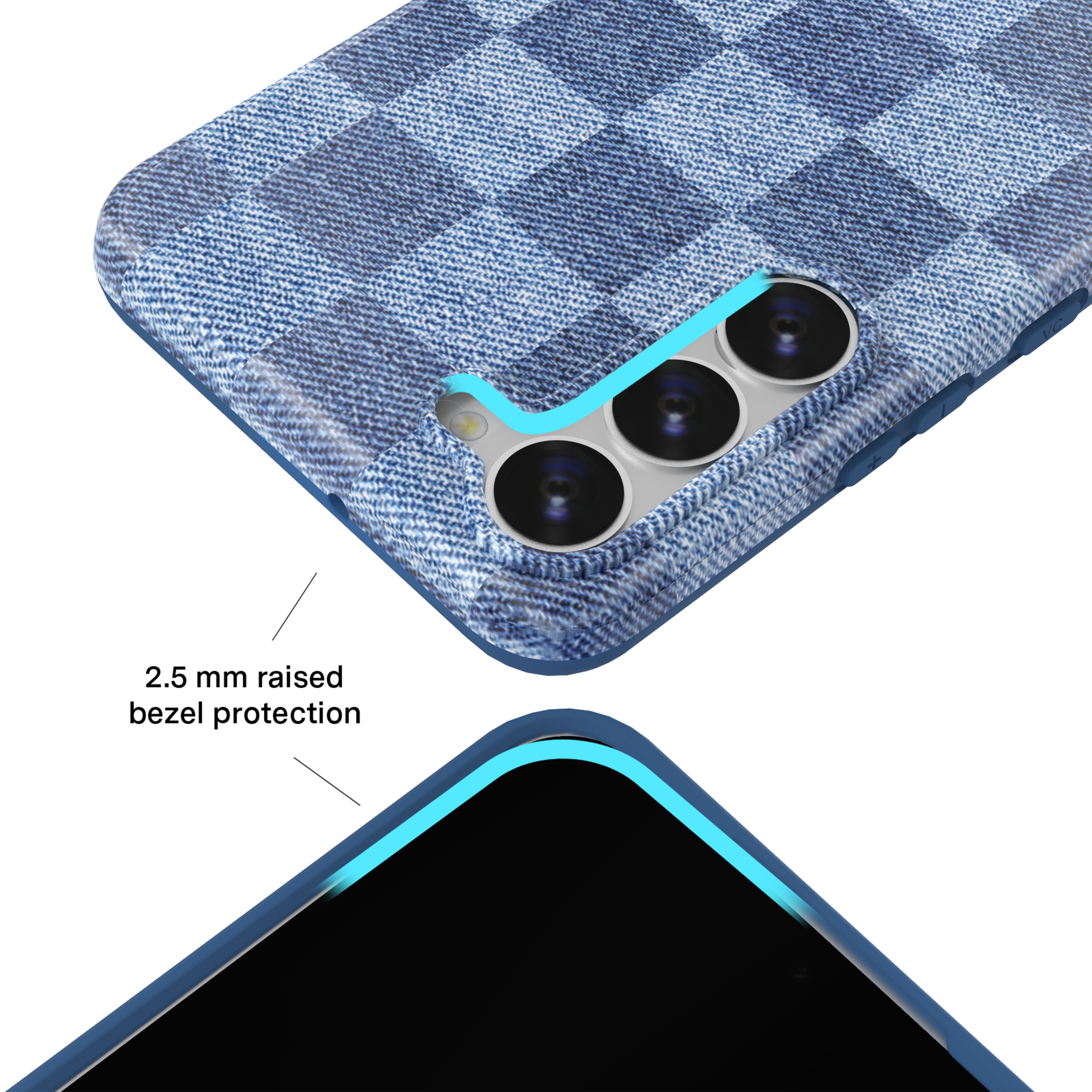 Samsung Galaxy Phone Case - Stylish Denim & Checkered Design - Protective Cover for Everyday Use, Work, and Travel