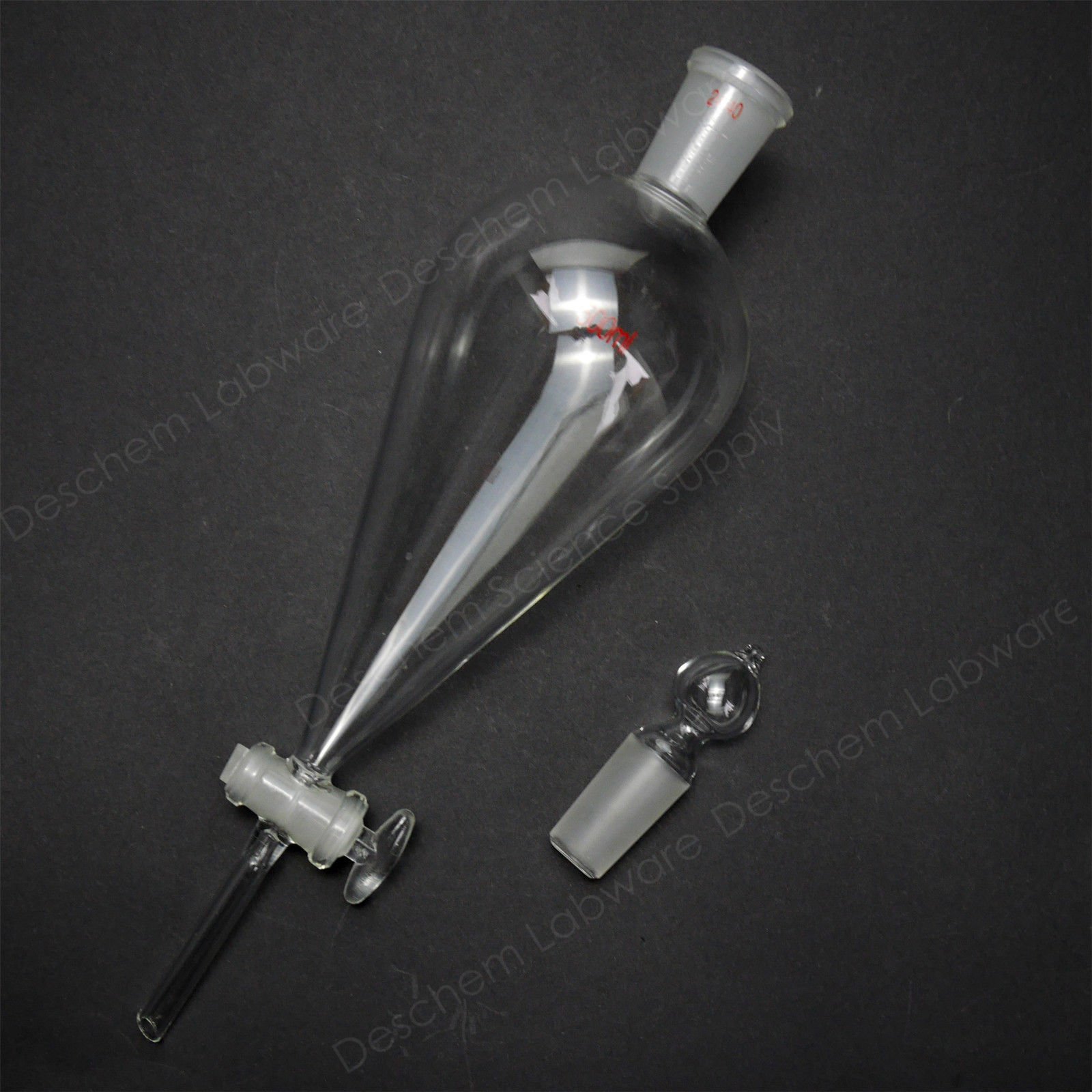 500ml 24/40 Glass Pyriform Separatory Funnel with Straight Drop Tube & Glass Stopcock - Ideal for Chemistry Labs, Essential Oil Extraction & Liquid Separation Experiments