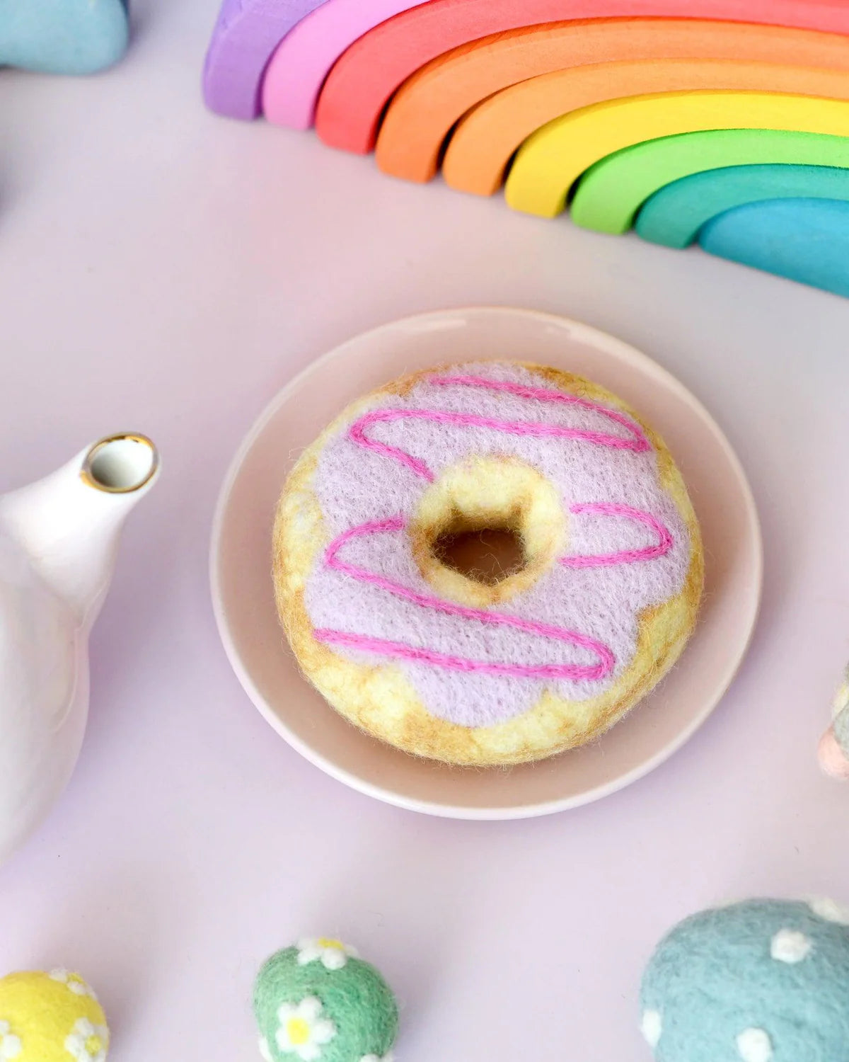 Colorful Pastel Donuts Felt Play Food Set - 12PCS Pretend Play Donut Toys for Kids, Toddlers & Preschoolers - Perfect for Tea Parties, Kitchen Role Play & Early Learning Activities