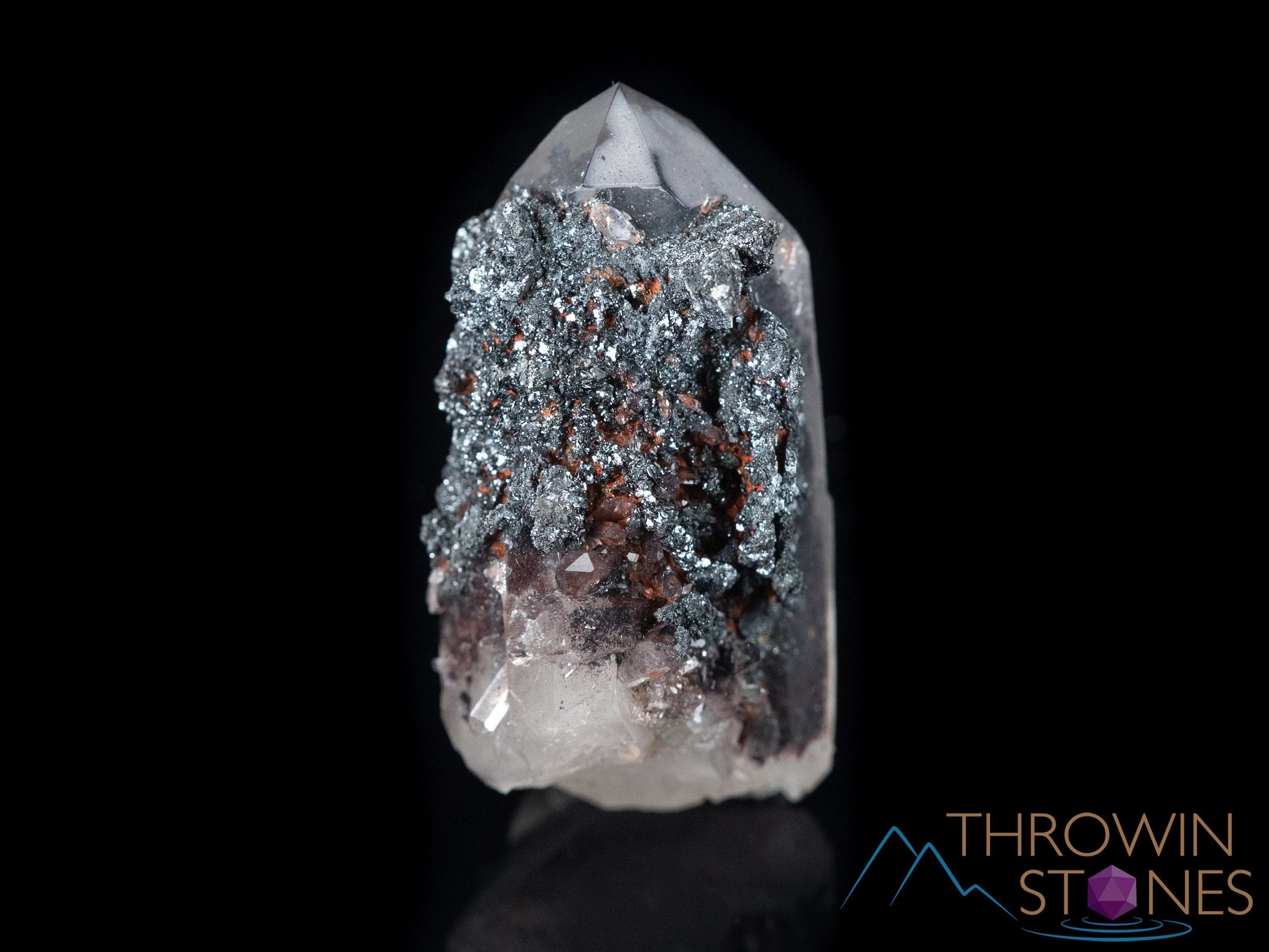 Natural Raw Quartz Crystal Cluster with Specular Hematite - Healing Stone, Housewarming Gift, Home & Office Decor, Meditation & Feng Shui Use