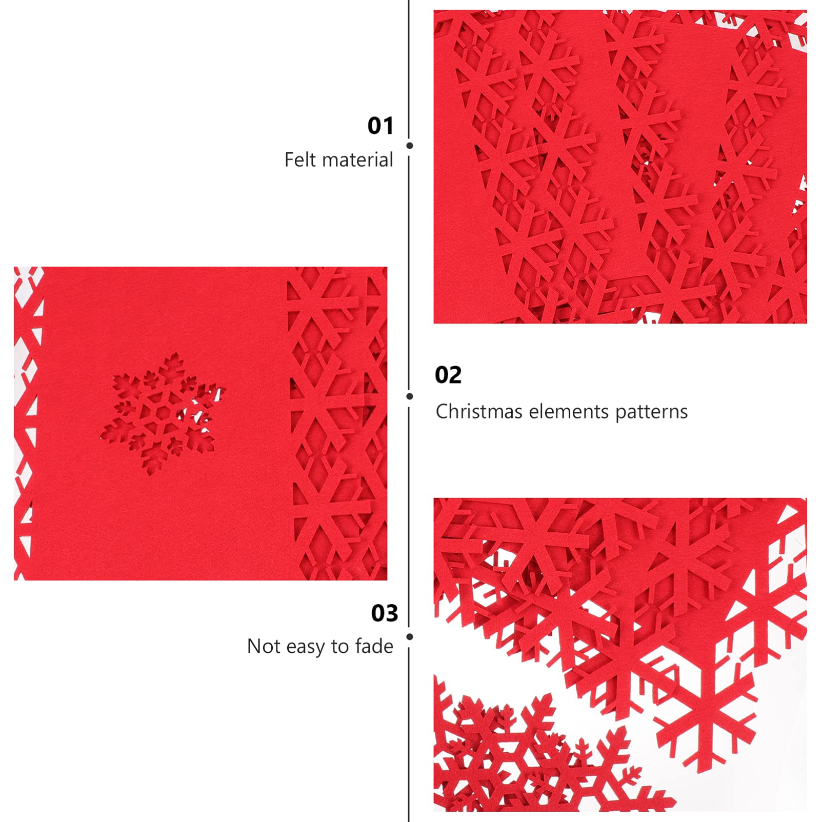 12pcs Christmas Felt Placemats Set - Holiday Bowl Pads & Table Runner for Xmas Dinner Decorations, Red Festive Table Mats with Cup Holder Pads - Perfect for Christmas Parties, Family Gatherings & Holiday Home Decor