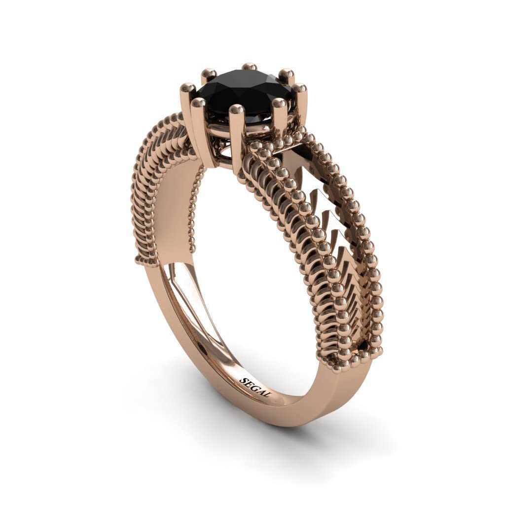 Victorian Engagement Ring 14K Red Gold Antique Black Diamond for Wedding