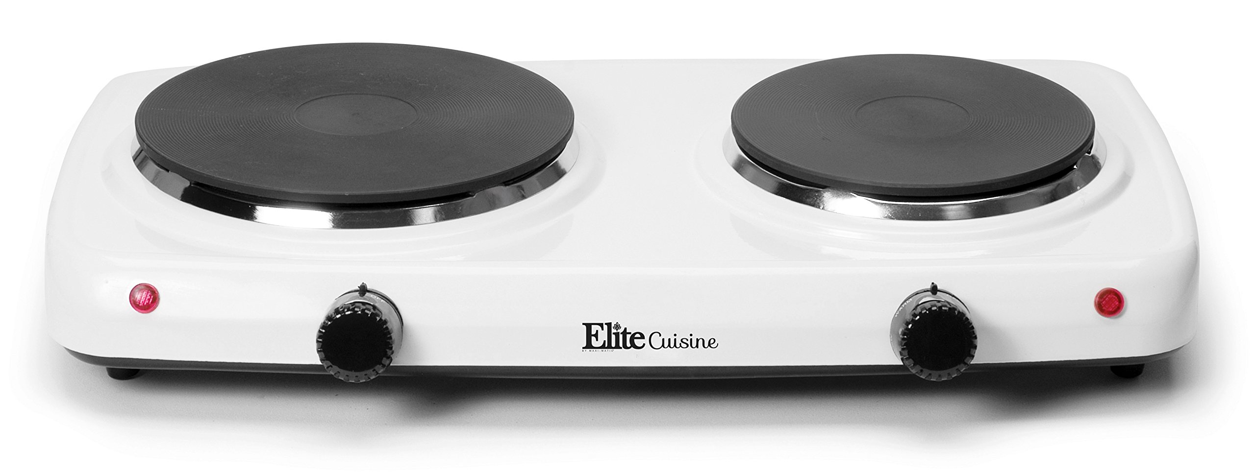 Elite Cuisine EDB-302F 1440W Double Burner Electric Hot Plate - Portable Buffet Warmer with Dual Temperature Controls, Cast Iron Heating Plates & Indicator Lights - Perfect for Catering, Parties & Home Cooking
