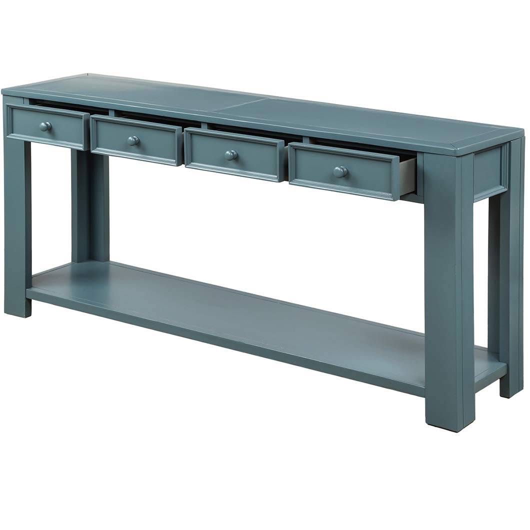 Modern Console Table with Drawers & Bottom Shelf - Entryway Hallway Sofa Table, Easy Assembly for Living Room, Bedroom & Office Decor