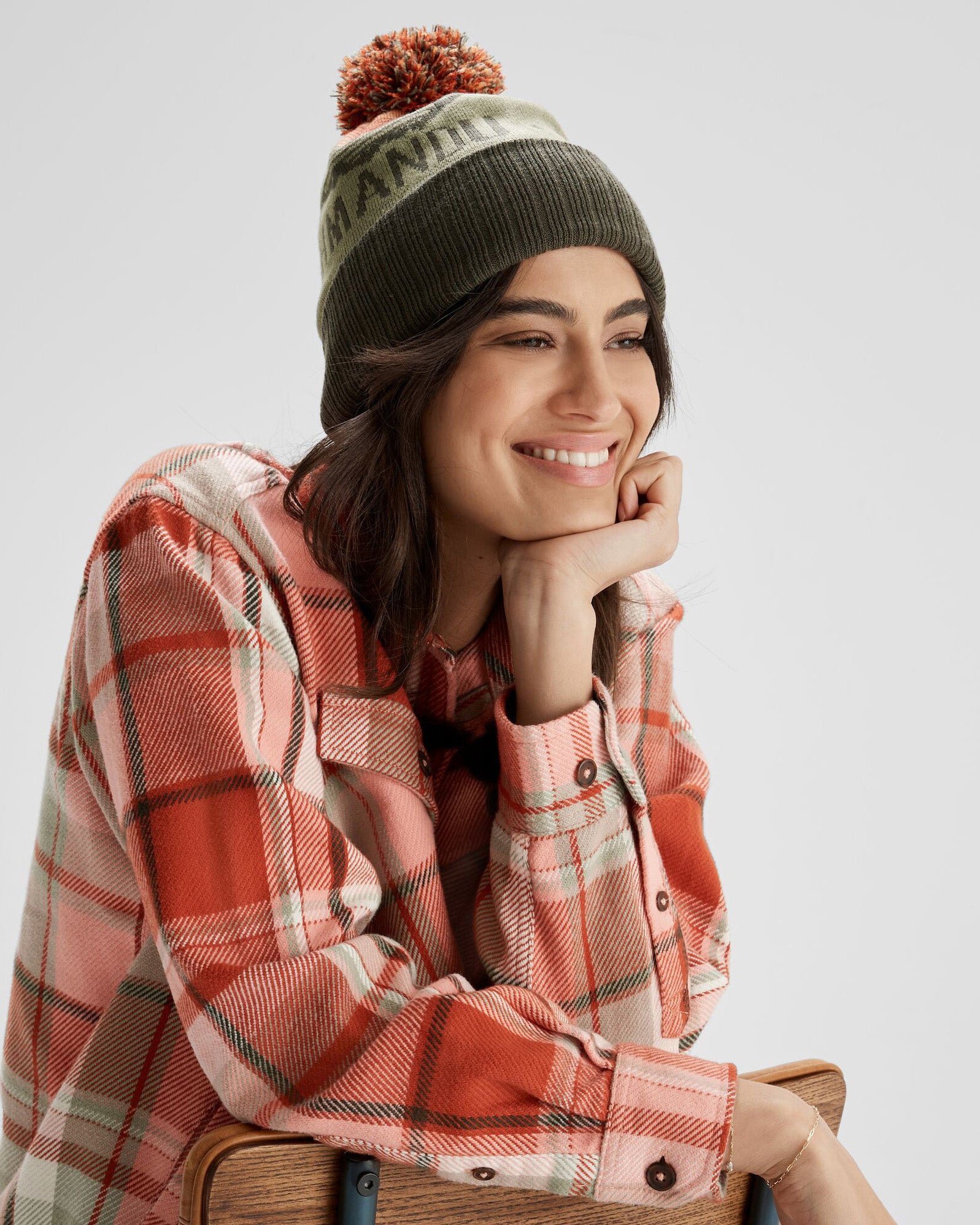 MTN Skies Pompom Beanie - Soft Winter Knit Hat for Women & Men - Beech, Dark Moss, Spicy, Jaffa Colors - Perfect for Skiing, Snowboarding & Cold Weather Fashion