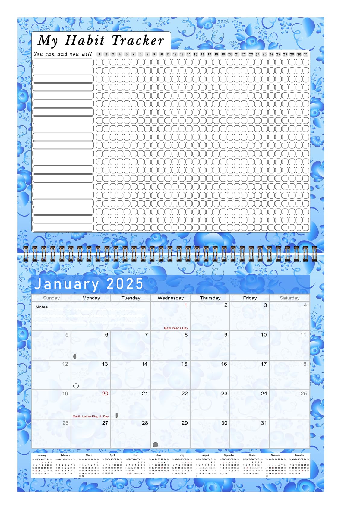 2025 Monthly Desktop & Wall Calendar Planner with Habit Tracker - Daily Weekly Monthly Goal Setting Motivational Journal for Productivity & Success - Perfect for Office, Home, School & Gift Giving (Edition #019)