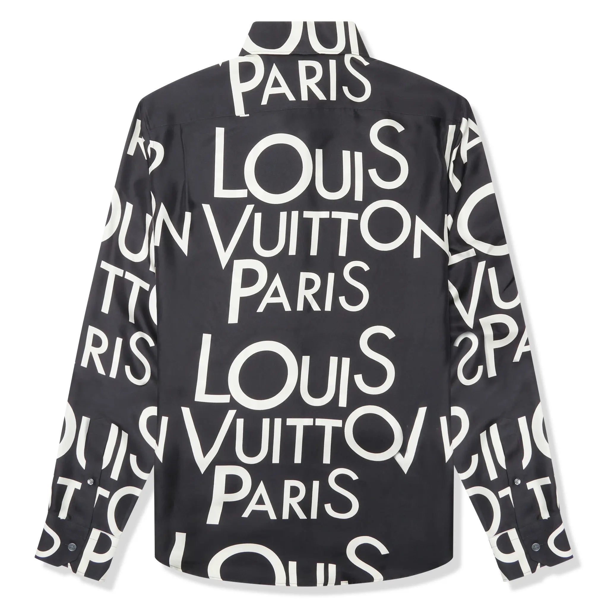 Louis Vuitton Navy & White Silk Shirt with Typography Print - Luxury Designer Casual Wear for Men | Perfect for Office, Date Night & Special Occasions