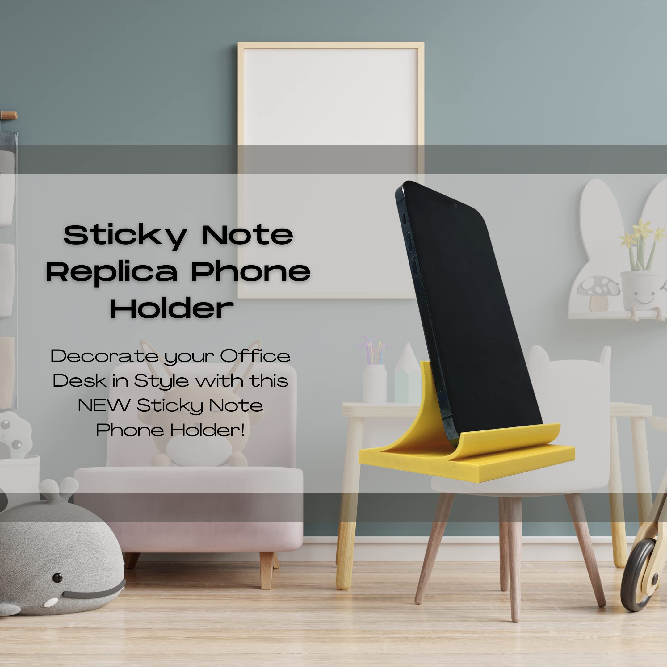 Sticky Note Replica Phone Holder Stand - Yellow Desk Organizer & Phone Stand | Made in USA | Perfect for Office, Home & Study Desk Accessories