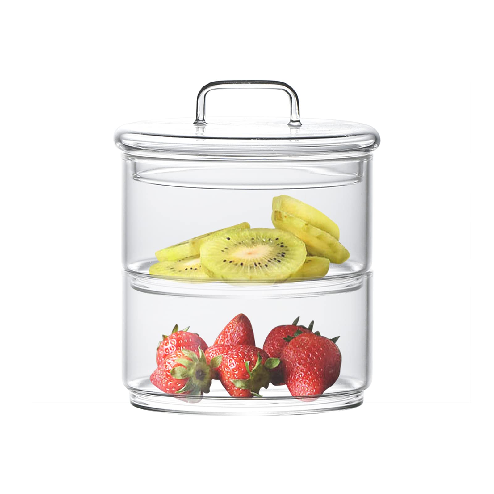 Glass Storage Jars with Airtight Lids - Multi-Tier Stackable Food Containers for Kitchen Pantry Organization - Hermetic Canning Jars (Set of 2) - Perfect for Storing Dry Goods, Spices & Meal Prep
