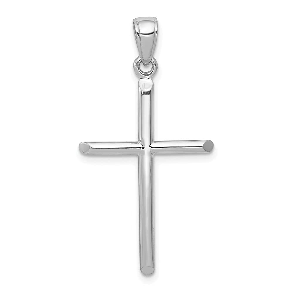 14k White Gold Polished Cross Pendant Necklace for Women - Elegant Religious Jewelry Gift for Baptism, Confirmation & Everyday Wear