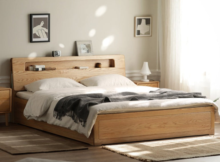 Premium Oak Solid Wood Luminous Box Bed - Durable Nightstand with Glow-in-the-Dark Features for Bedroom, Guest Room, and Kids Room Decor