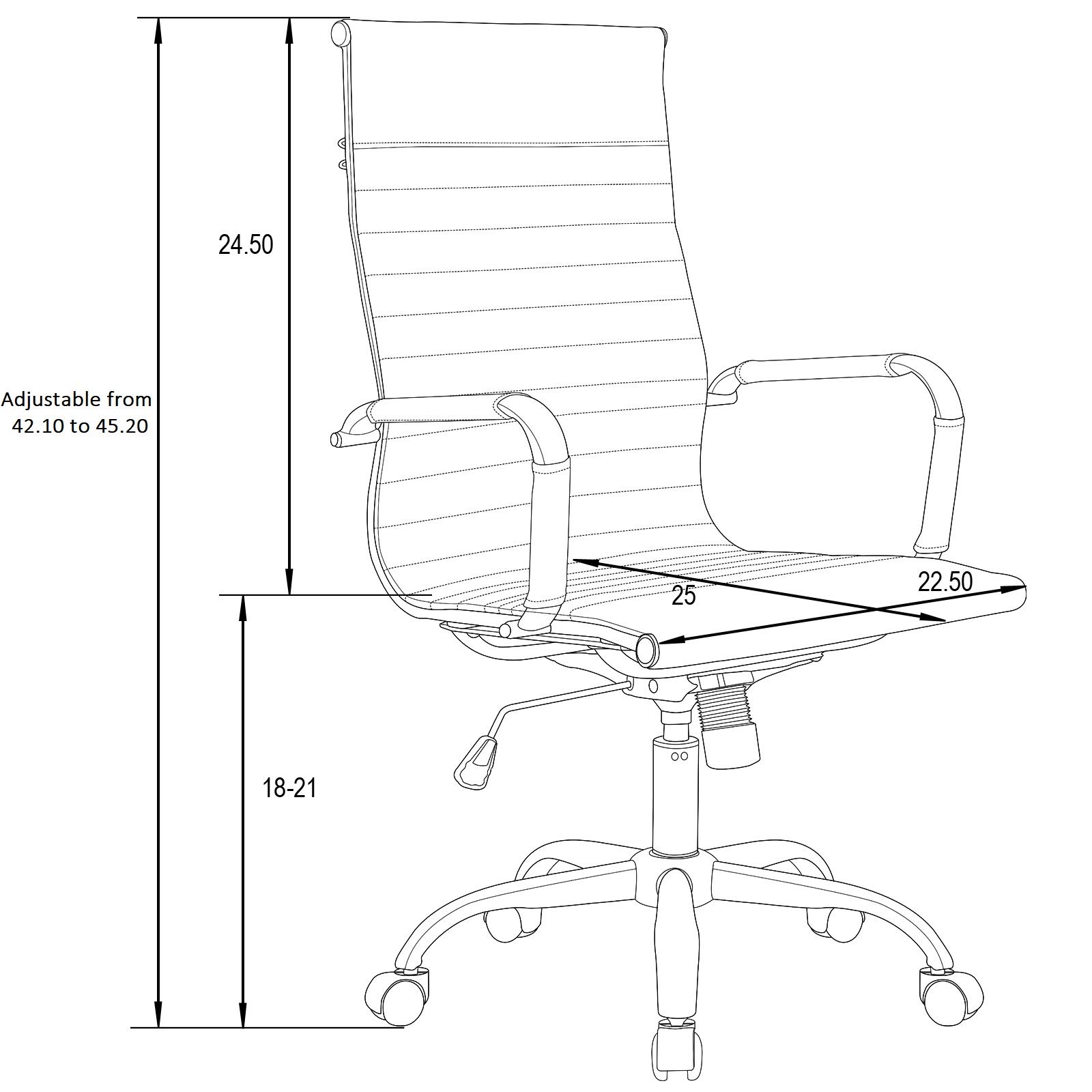 Harris Modern Adjustable High-Back Executive Office Chair - Ergonomic Swivel Task Chair with Lumbar Support for Home & Office Workspace (White) - Perfect for Long Work Hours, Gaming & Remote Work