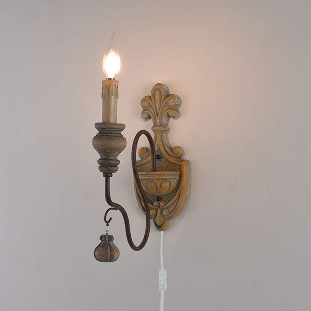Vintage Retro Wall Sconce Lighting - UL Listed Plug-in Crystal Clear Cord with E14 Socket, Candle-Shaped Fixture for Loft, Kitchen, Cafe & Hotel Decor (Bulb Not Included) | Perfect for Ambient Lighting in Bedrooms, Hallways and Cozy Corners