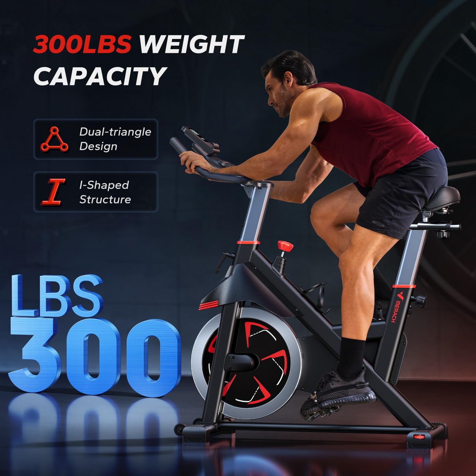 MERACH Magnetic Exercise Bike for Home Gym - 350 lbs Weight Capacity, 40 lbs Flywheel, Bluetooth Connectivity with Self-Developed Fitness App - Perfect for Indoor Cycling, Cardio Workouts & Full-Body Training
