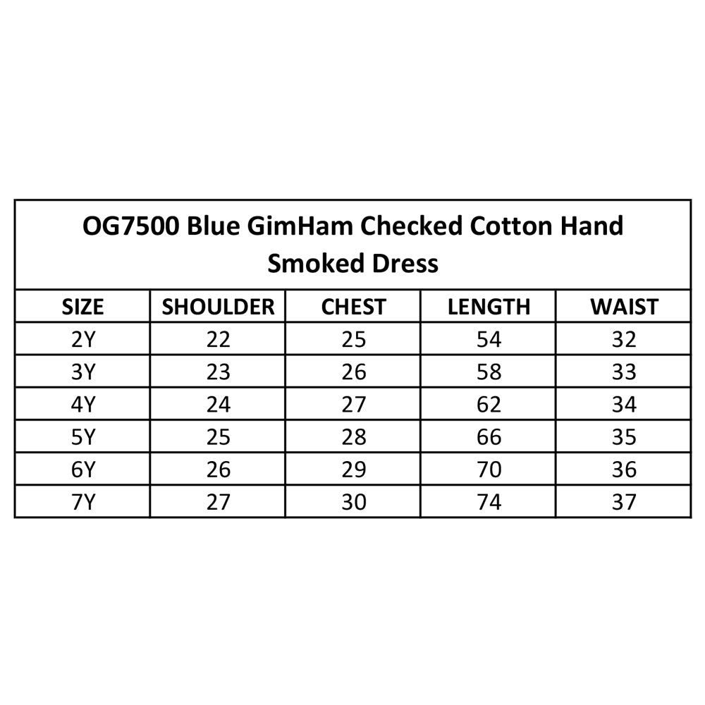Eclat Bebe Blue Gingham Checked Cotton Hand Smocked Dress for Baby Girls - Perfect for Special Occasions, Photoshoots & Family Gatherings (OG7500)
