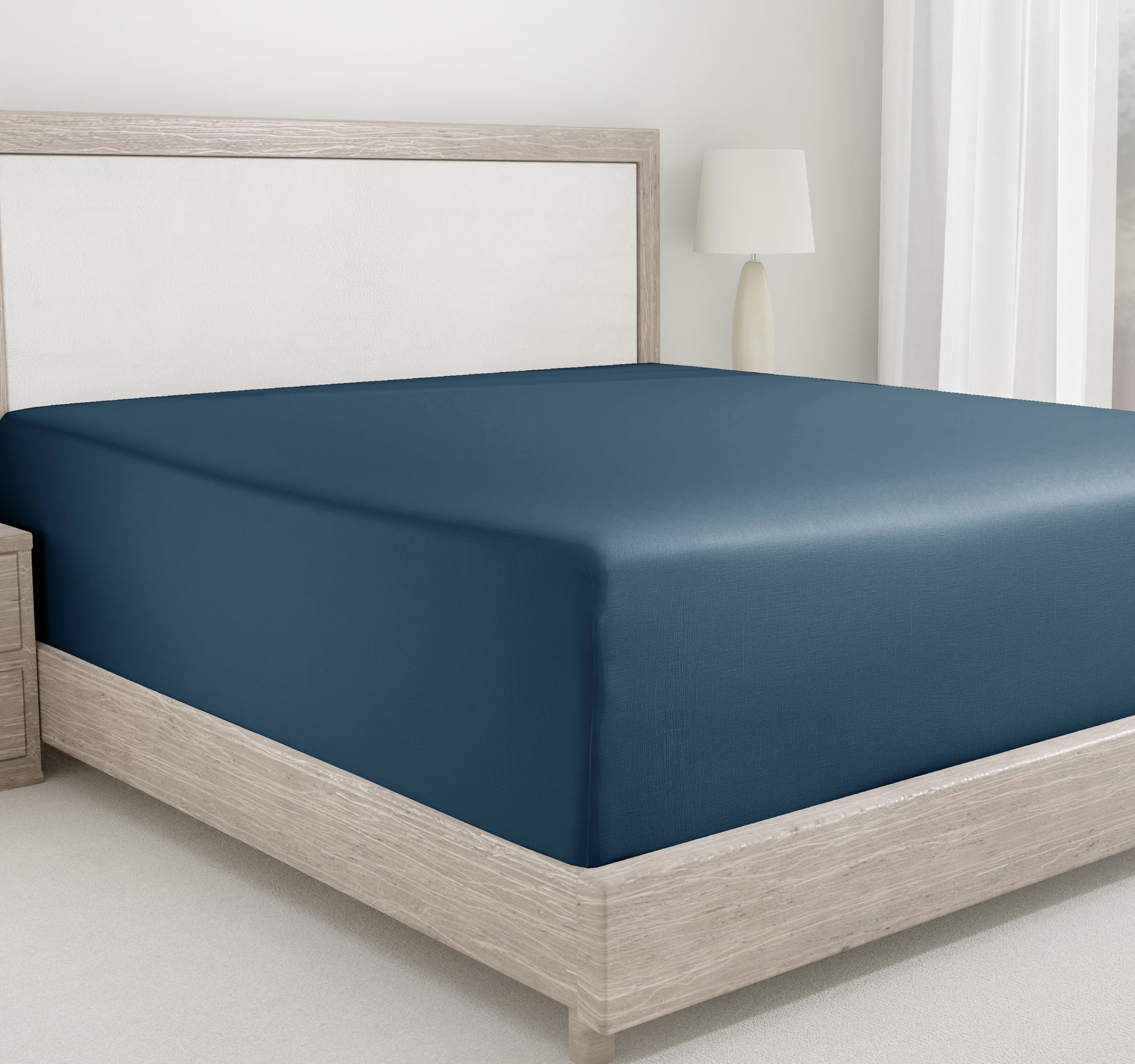 California Design Den 100% Cotton Sateen Fitted Sheet Queen Size - 400 Thread Count, Deep Pocket, Soft & Durable with No Pop-Off Elastic - Perfect for Master Bedrooms, Guest Rooms & Vacation Homes (Peacock Blue)