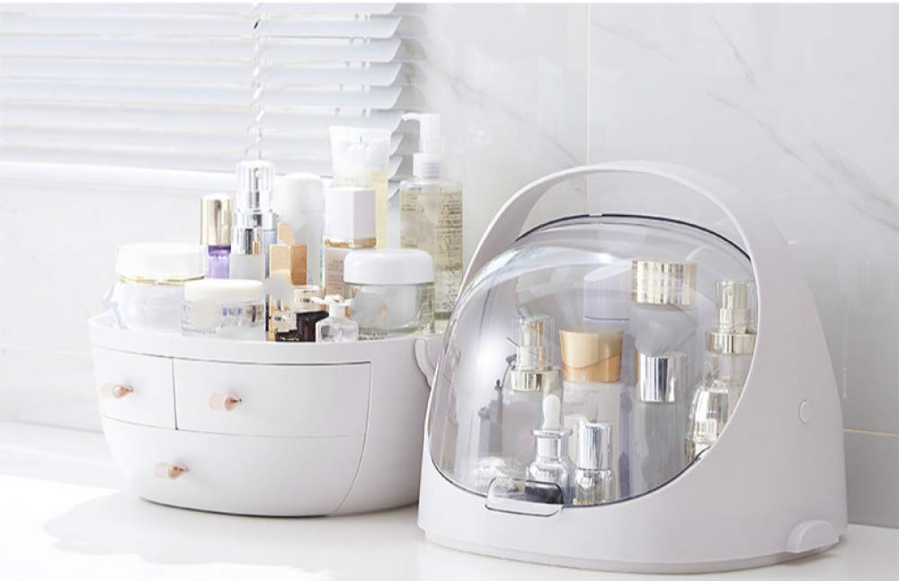 3-Drawer Clamshell Makeup Organizer with Rounded Design - Cosmetic Storage Box for Lipstick, Jewelry & Beauty Products (Apricot) | Perfect for Vanity, Bathroom & Travel Organization