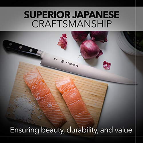 Kagayaki CarboNext Japanese Chef’s Knife KC-8ES - 9.4 Inch Professional Sujihiki Slicing Knife - High Carbon Tool Steel Kitchen Knife with Ergonomic Pakkawood Handle - Perfect for Sushi, Meat Slicing & Precision Cutting