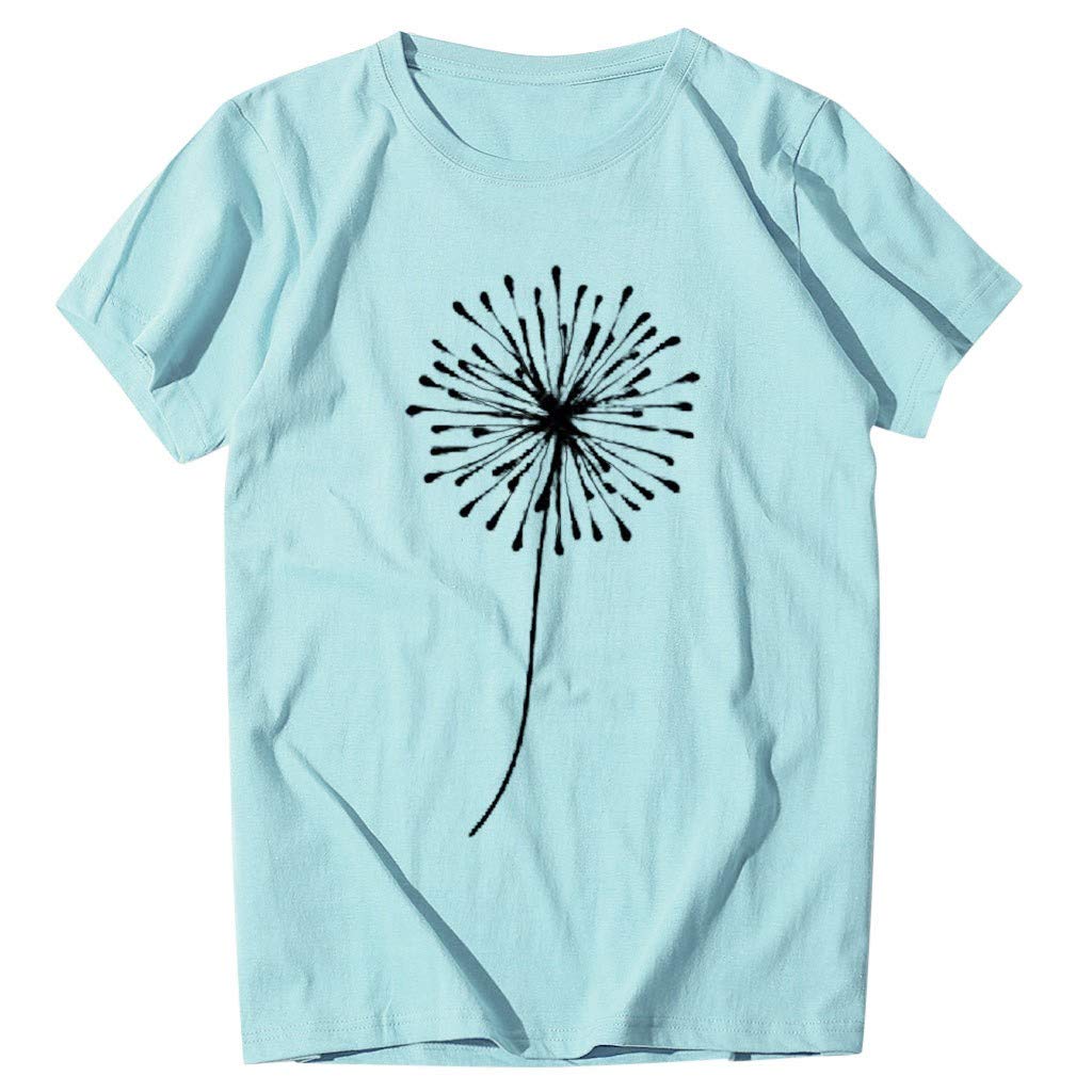 ZEFOTIM Women's Sunflower Print Short Sleeve Crewneck T-Shirt - Summer Casual Top for Women - Perfect for Beach Outings, Picnics & Everyday Wear