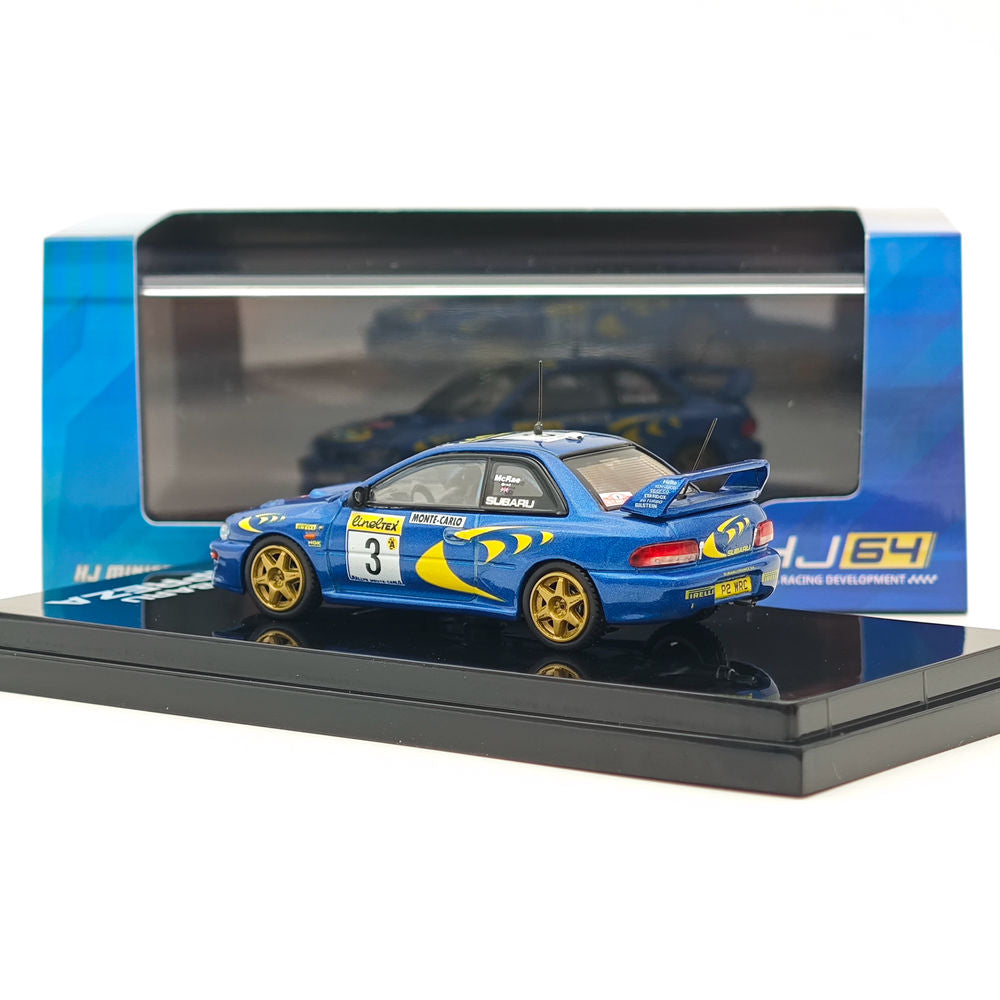 1/64 Scale Subaru Impreza WRC 1997 #3 Monte Carlo Blue Diecast Model Car - Collectible Hobby Japan Miniature for Racing Enthusiasts & Display Showcase