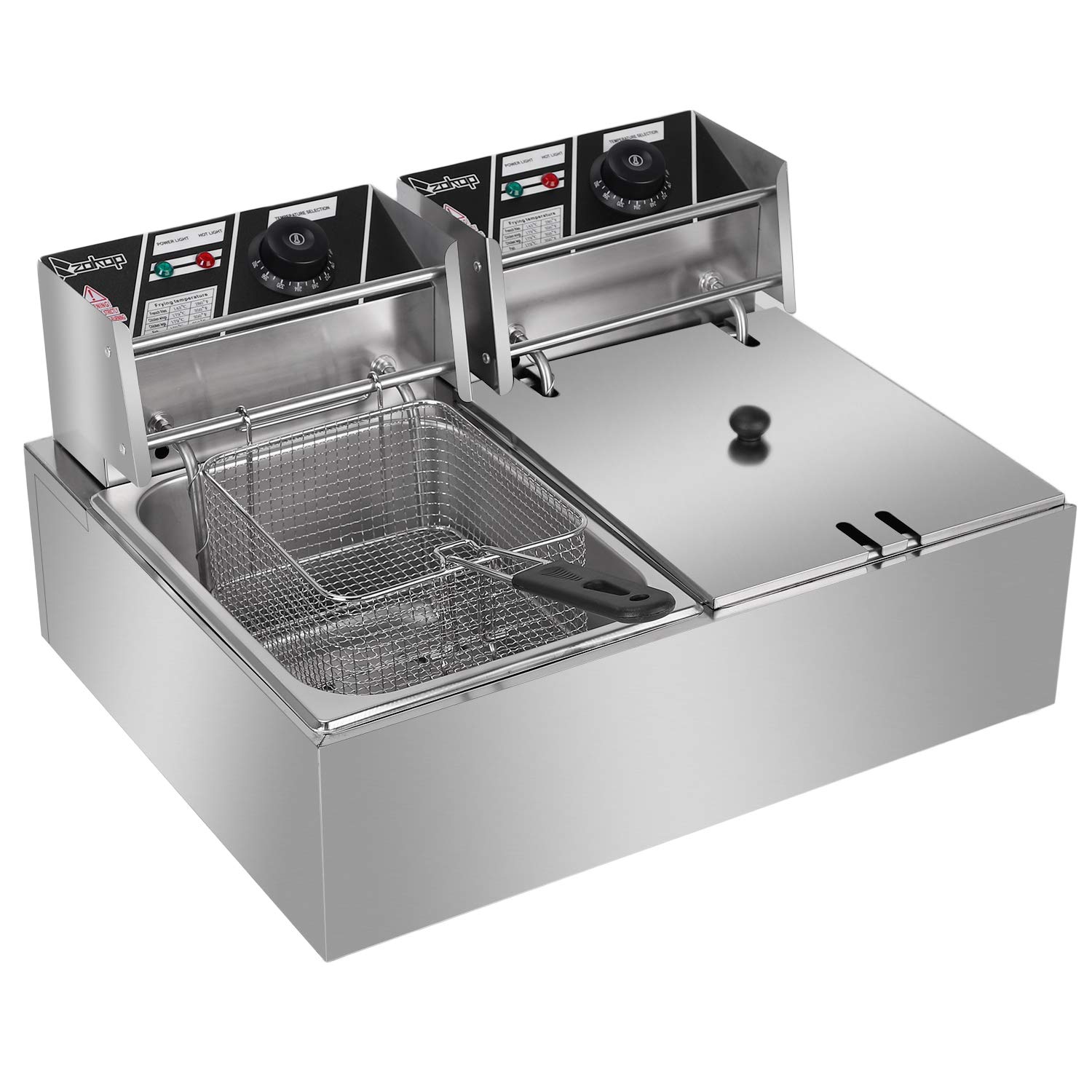 12L Commercial Electric Deep Fryer - Stainless Steel Countertop Fryer with Basket for French Fries, Chicken, Fish - Perfect for Restaurants & Home Kitchens